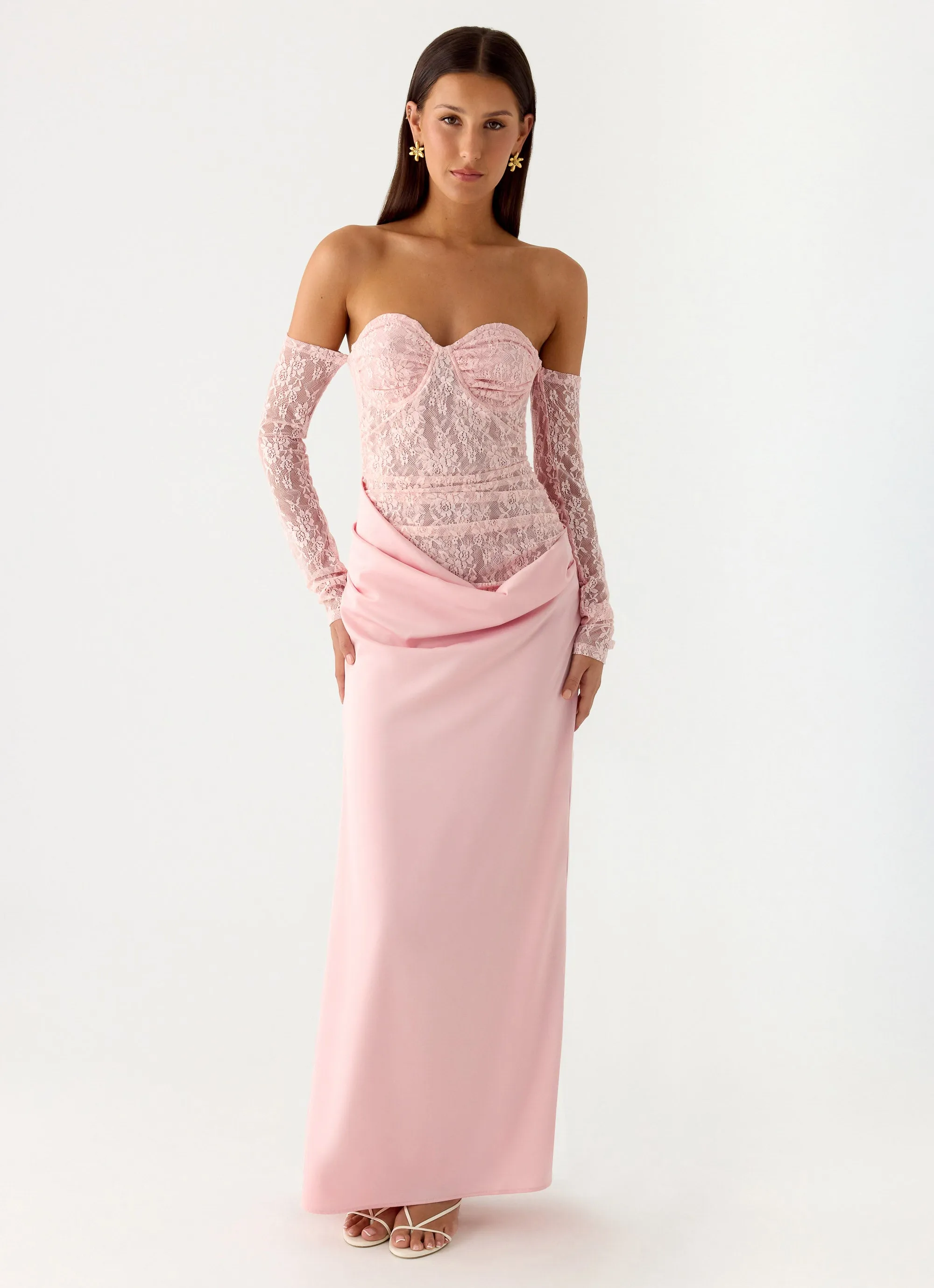 Kaina Off Shoulder Maxi Dress - Pink sold by Peppermayo product image thumbnail 4