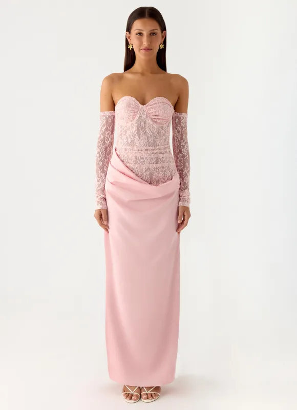 Kaina Off Shoulder Maxi Dress - Pink sold by Peppermayo