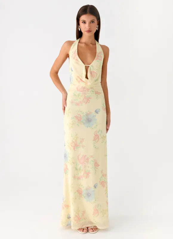 Tedder Halter Maxi Dress - Spring Meadow sold by Peppermayo