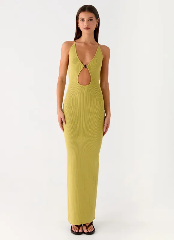 Hold On Tight Knit Maxi Dress - Olive sold by Peppermayo