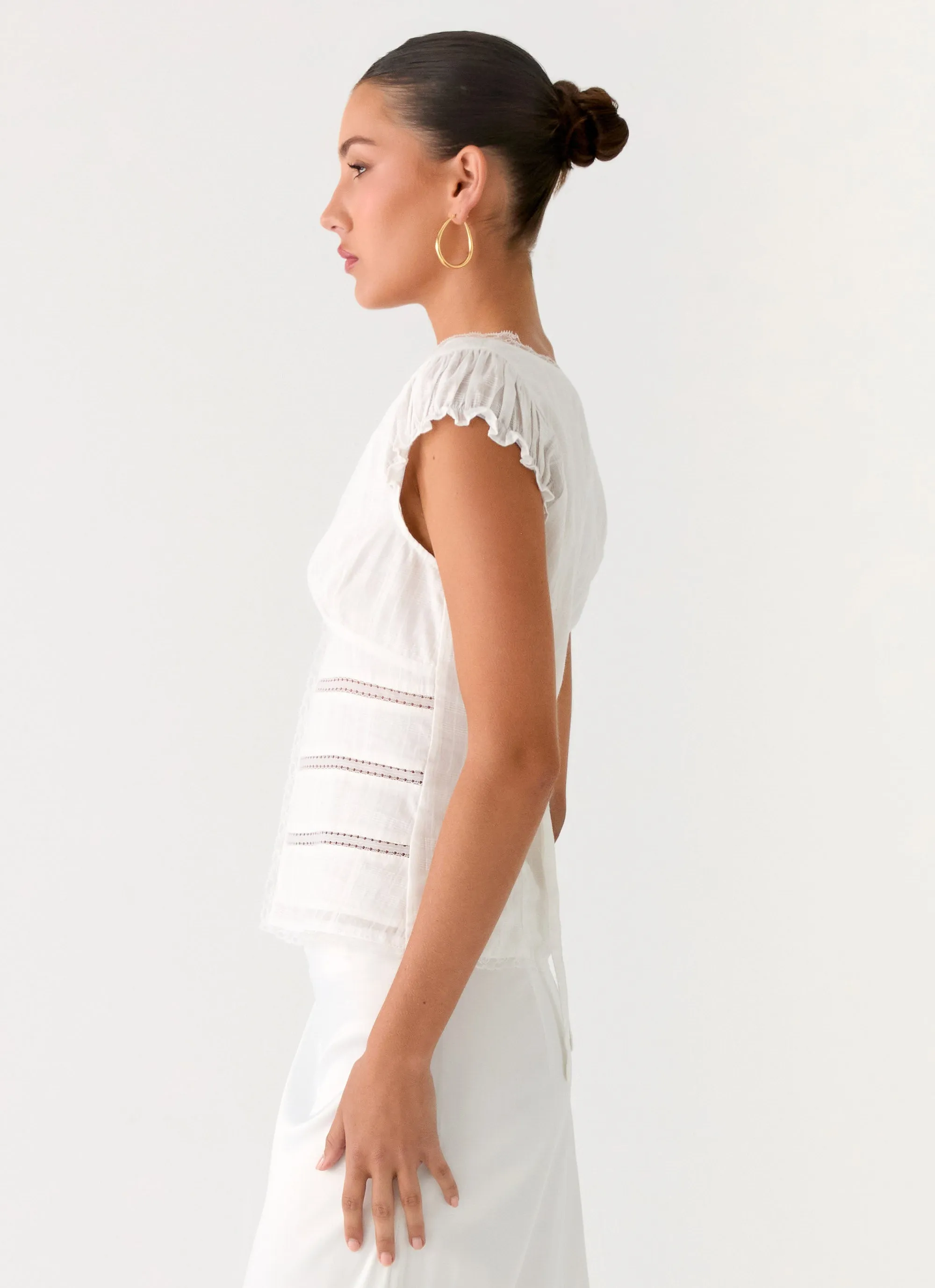 Ruann Lace Trim Top - White sold by Peppermayo product image thumbnail 4