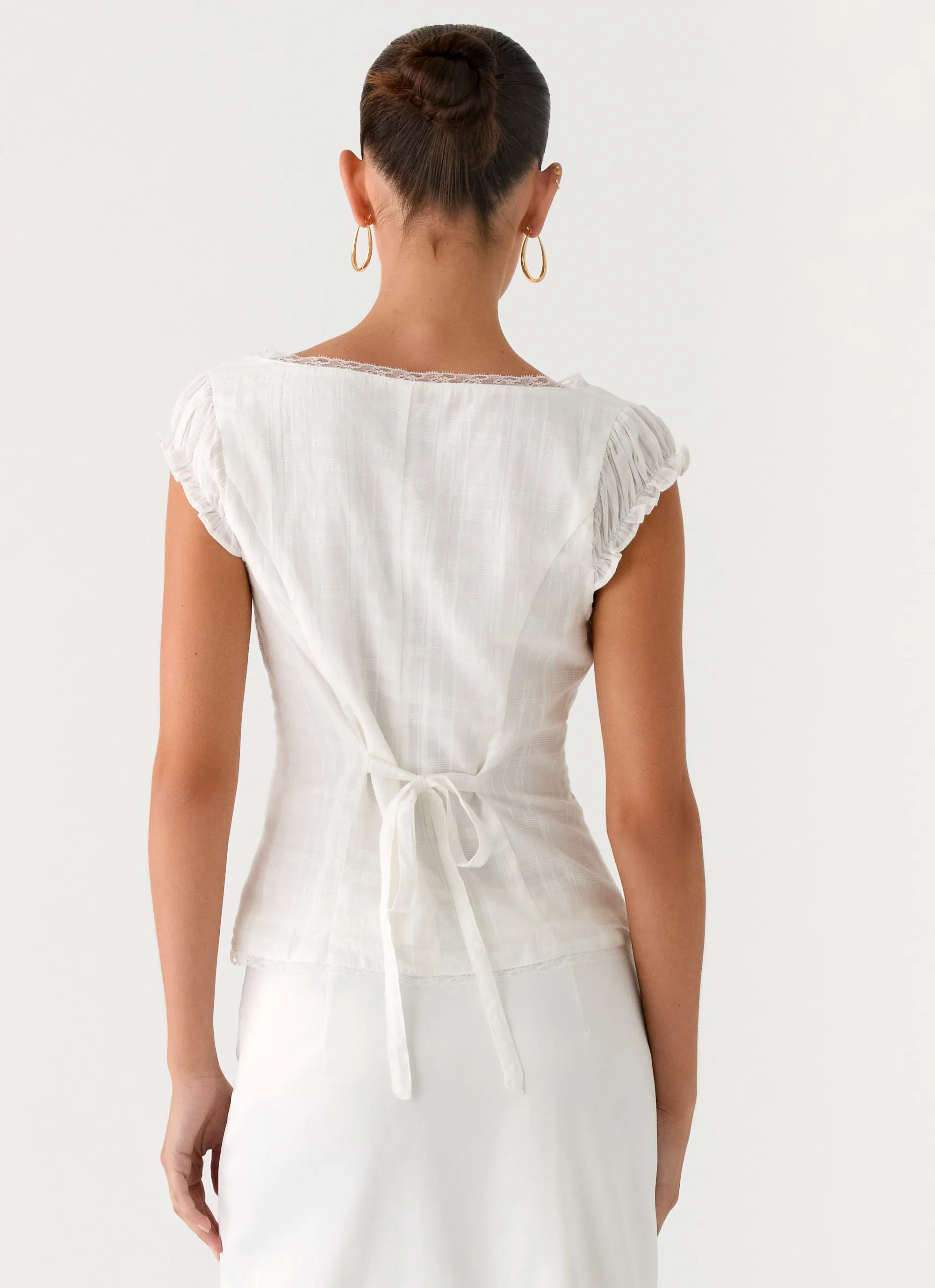 Ruann Lace Trim Top - White sold by Peppermayo product image thumbnail 5