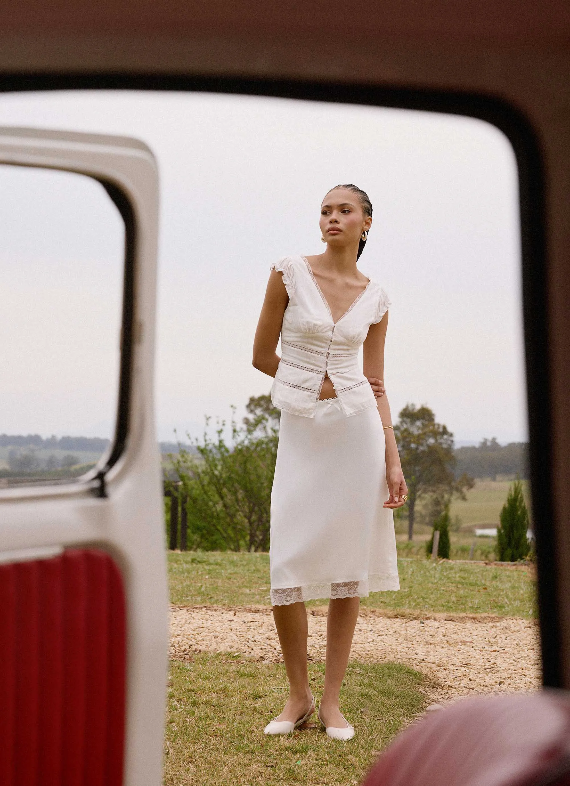 Ruann Lace Trim Top - White sold by Peppermayo product image thumbnail 2