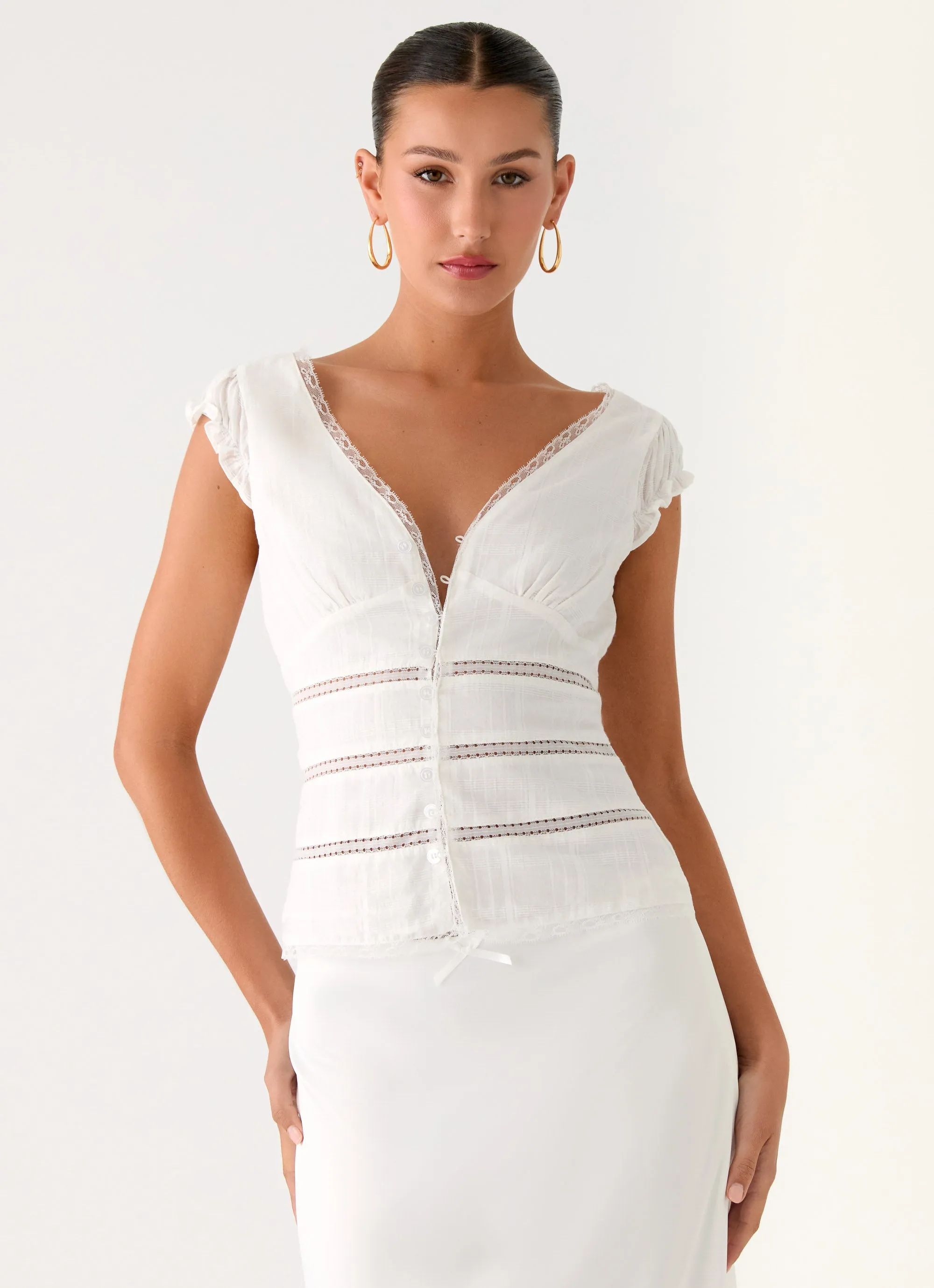 Ruann Lace Trim Top - White sold by Peppermayo product image thumbnail 3