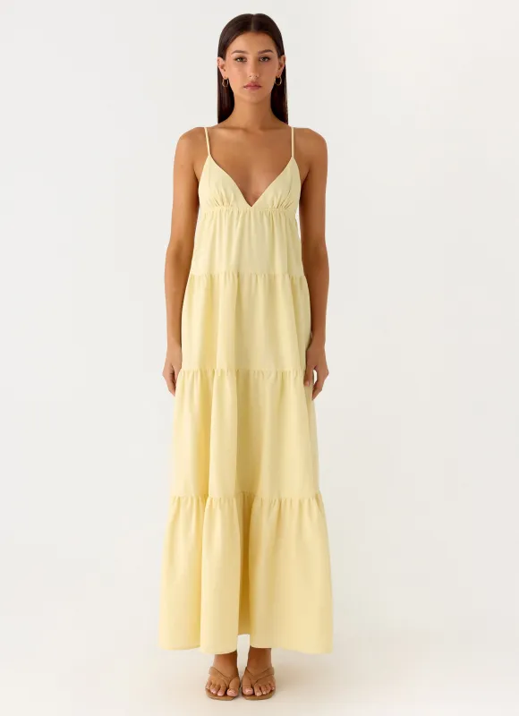 Lotty Linen Maxi Dress - Yellow sold by Peppermayo