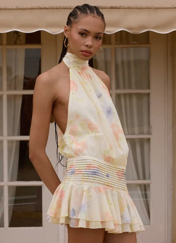 Willow Chiffon Mini Dress - Spring Meadow sold by Peppermayo