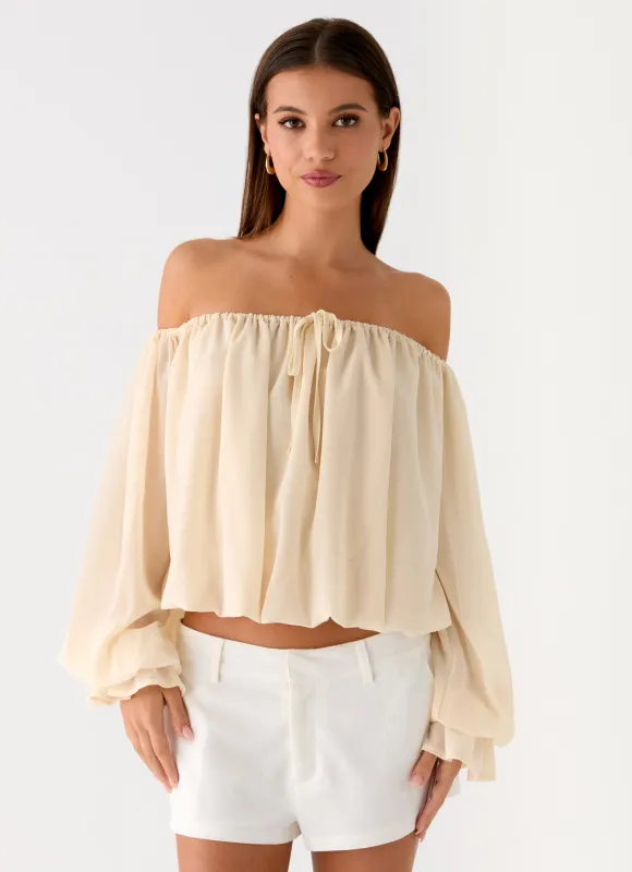 Sandali Off Shoulder Top - Cream made by Peppermayo