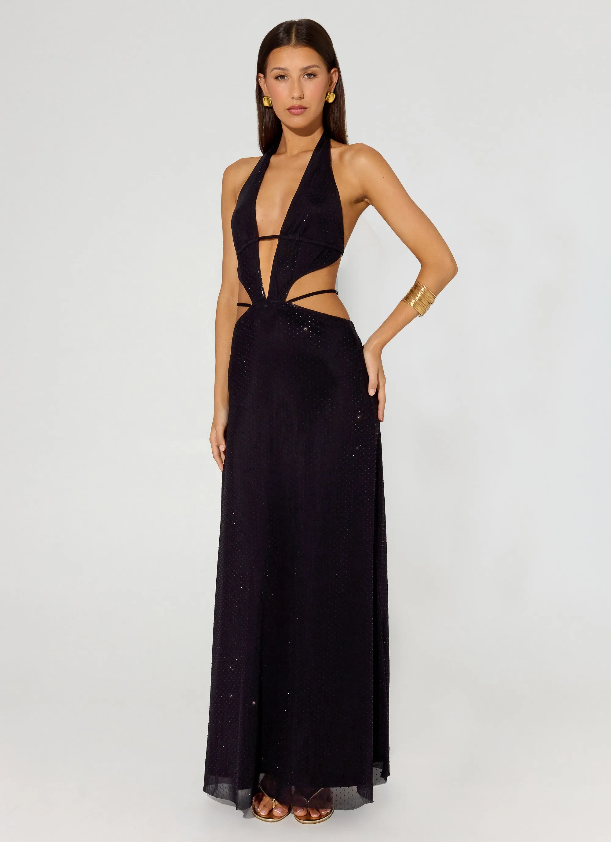 Astraeus Beaded Sequin Maxi Dress - Black sold by Peppermayo product image thumbnail 4