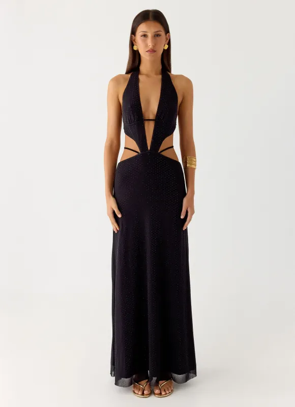 Astraeus Beaded Sequin Maxi Dress - Black sold by Peppermayo