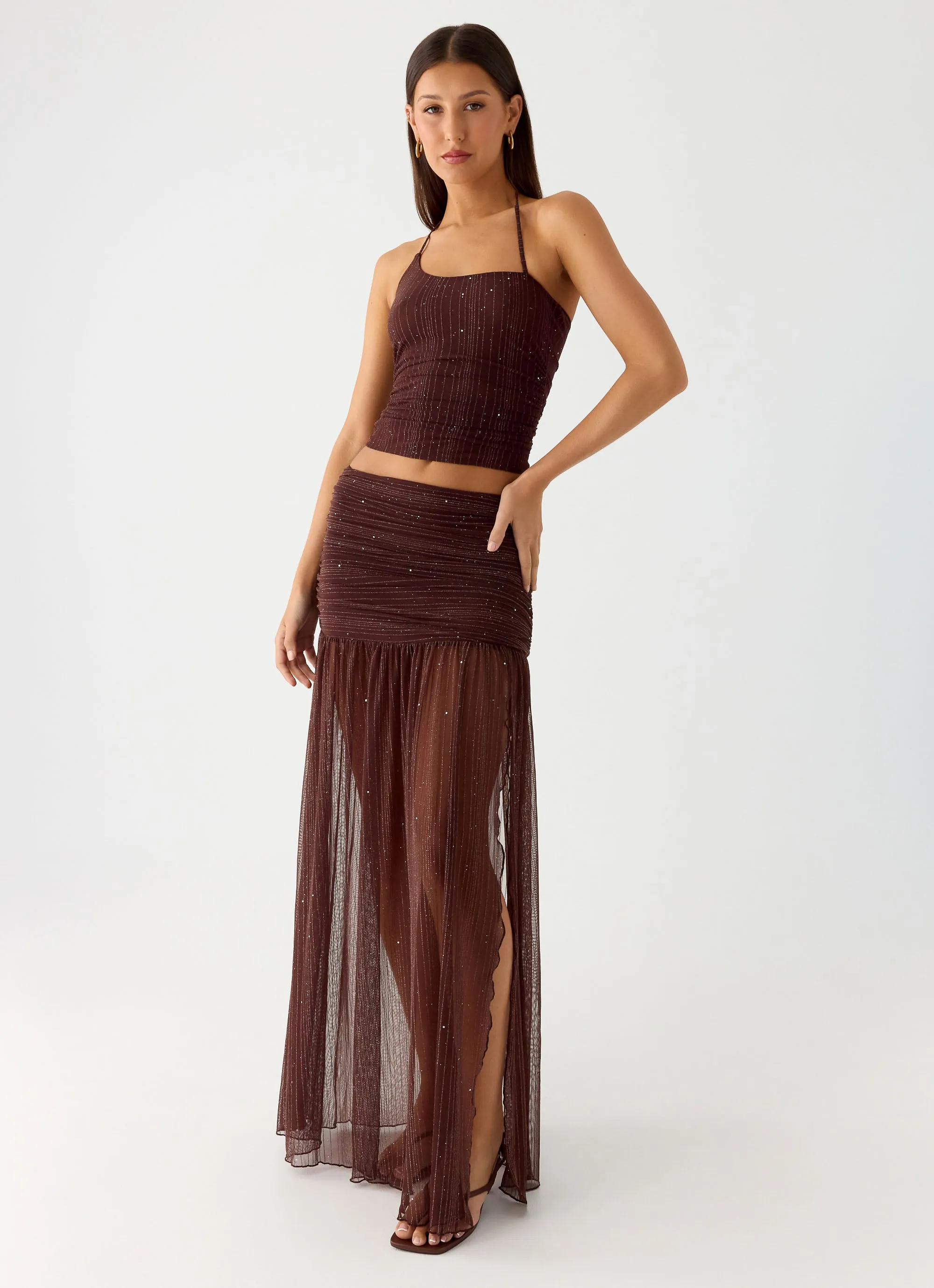 Sparkling Night Maxi Skirt - Chocolate sold by Peppermayo product image thumbnail 5