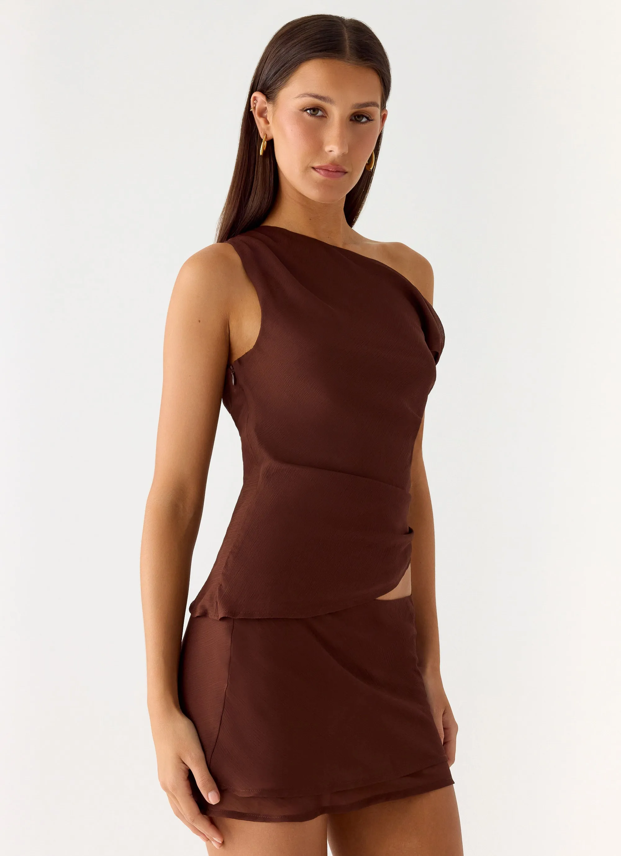 Stereotype One Shoulder Top - Chocolate sold by Peppermayo product image thumbnail 5