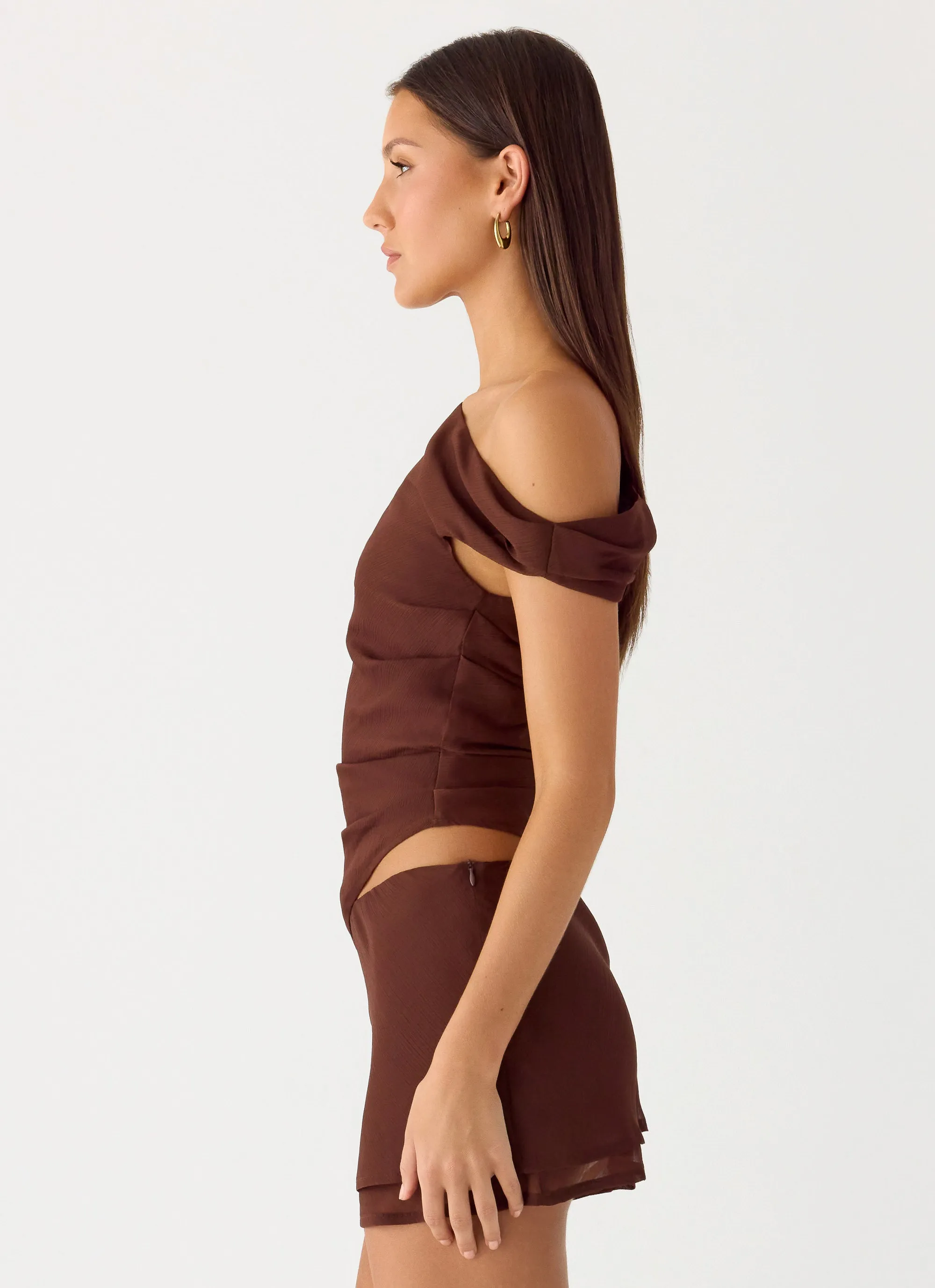 Stereotype One Shoulder Top - Chocolate sold by Peppermayo product image thumbnail 3