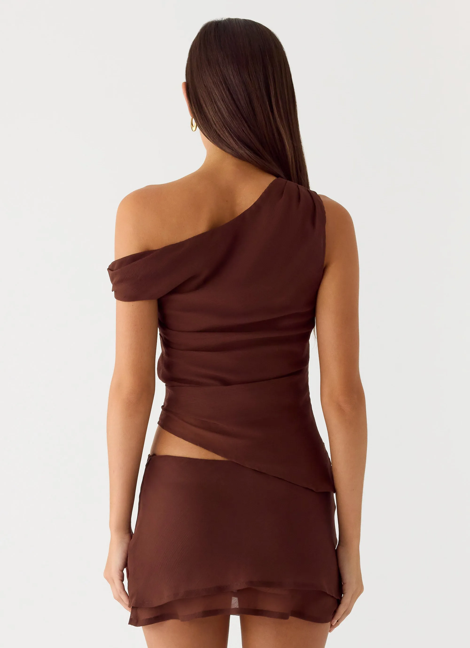Stereotype One Shoulder Top - Chocolate sold by Peppermayo product image thumbnail 4