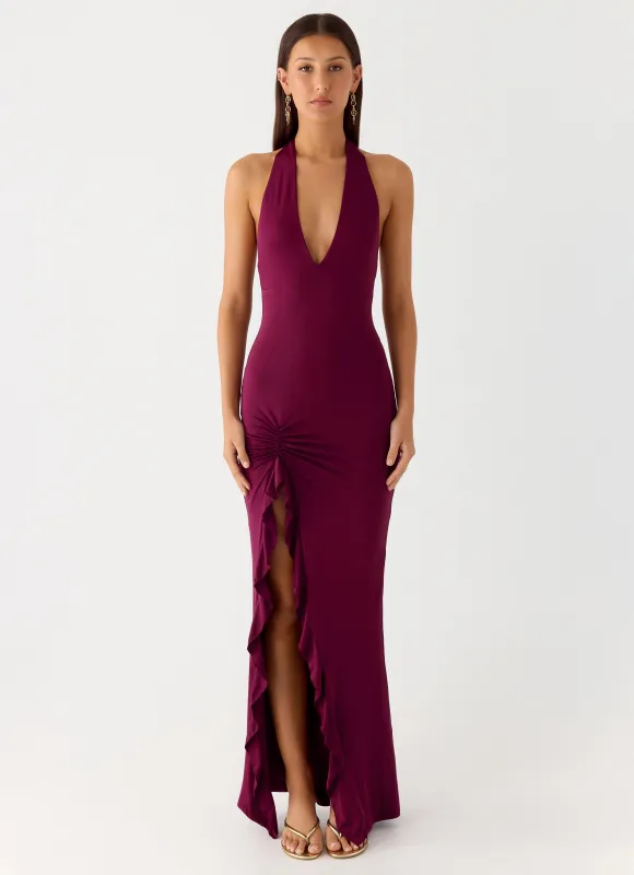 Charmed By You Maxi Dress - Plum sold by Peppermayo