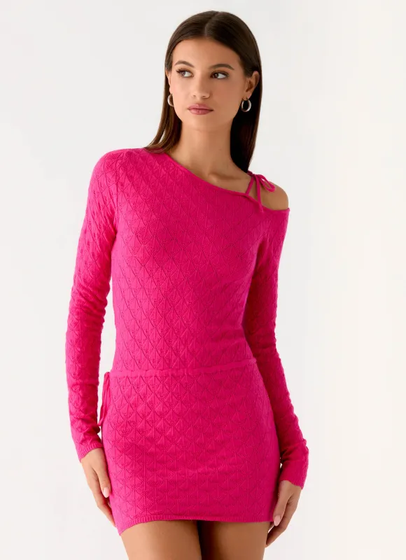 Thalia Knit Mini Dress - Fuchsia sold by Peppermayo