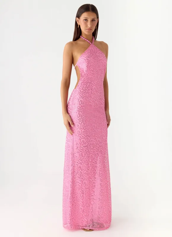 Lorenz Sequin Maxi Dress - Pink sold by Peppermayo