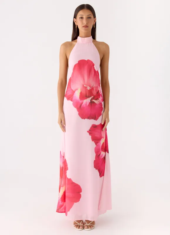Len Maxi Dress - Pink Floral Spritz sold by Peppermayo