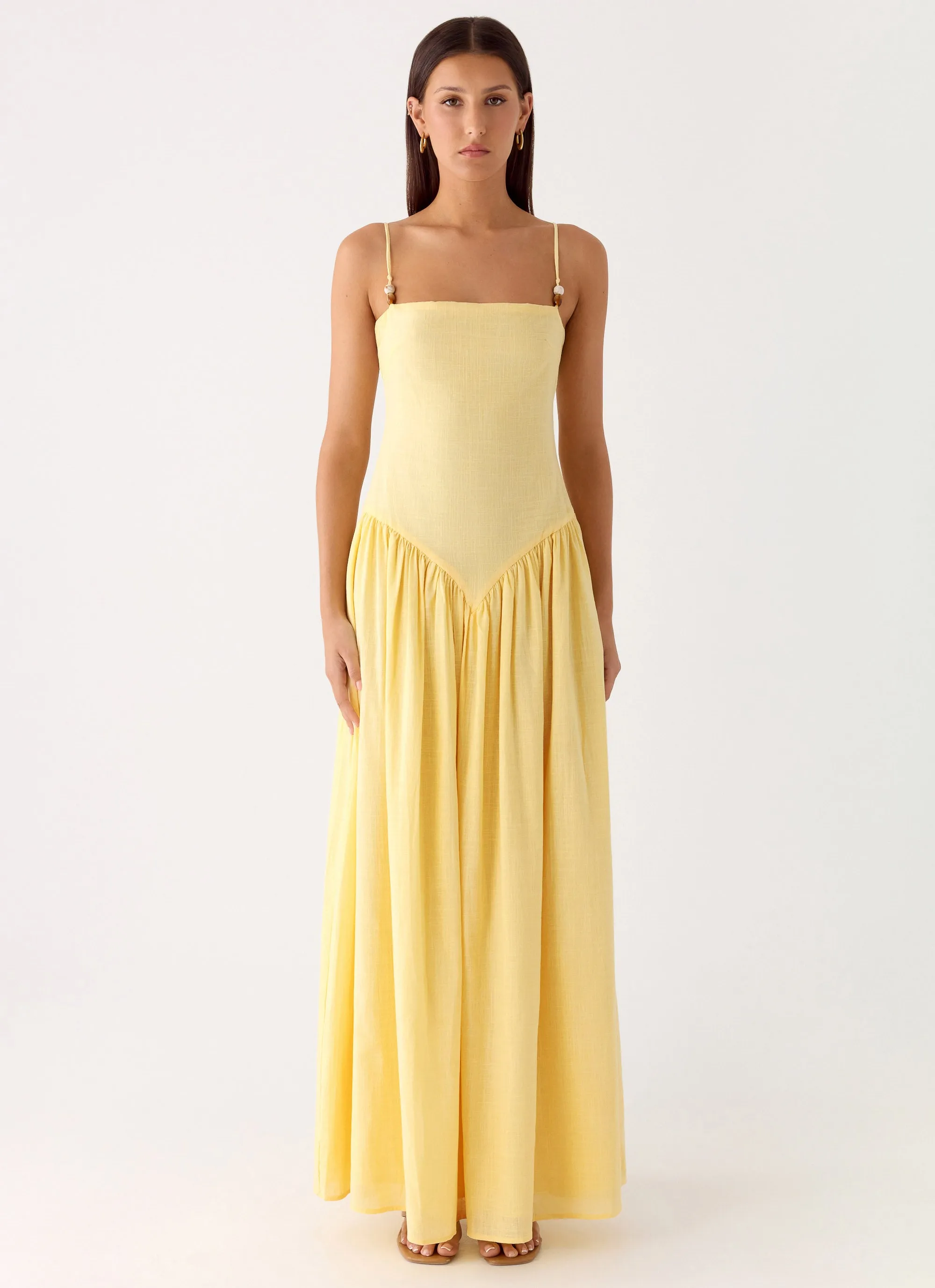 Aura Linen Maxi Dress - Lemon sold by Peppermayo product image thumbnail 4