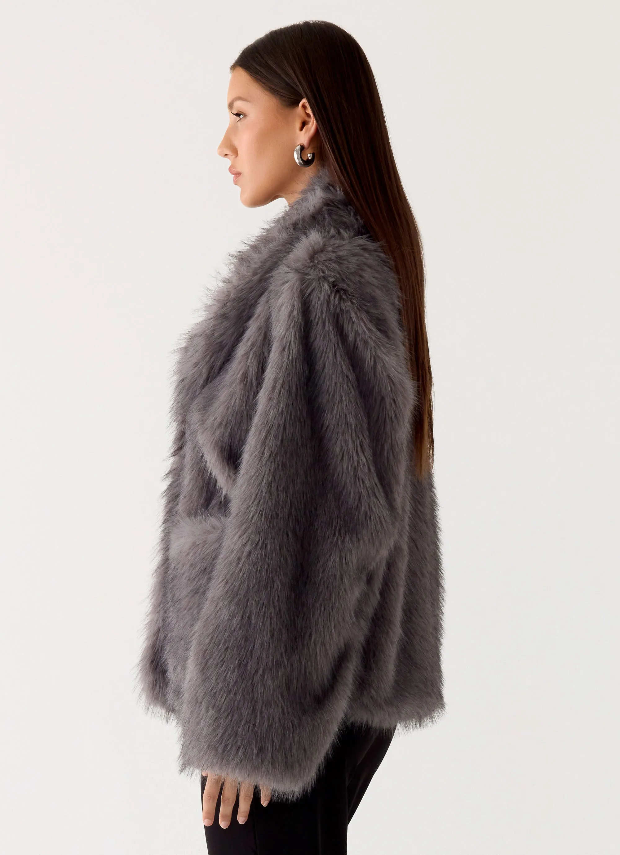 Katiana Faux Fur Jacket - Grey sold by Peppermayo product image thumbnail 3