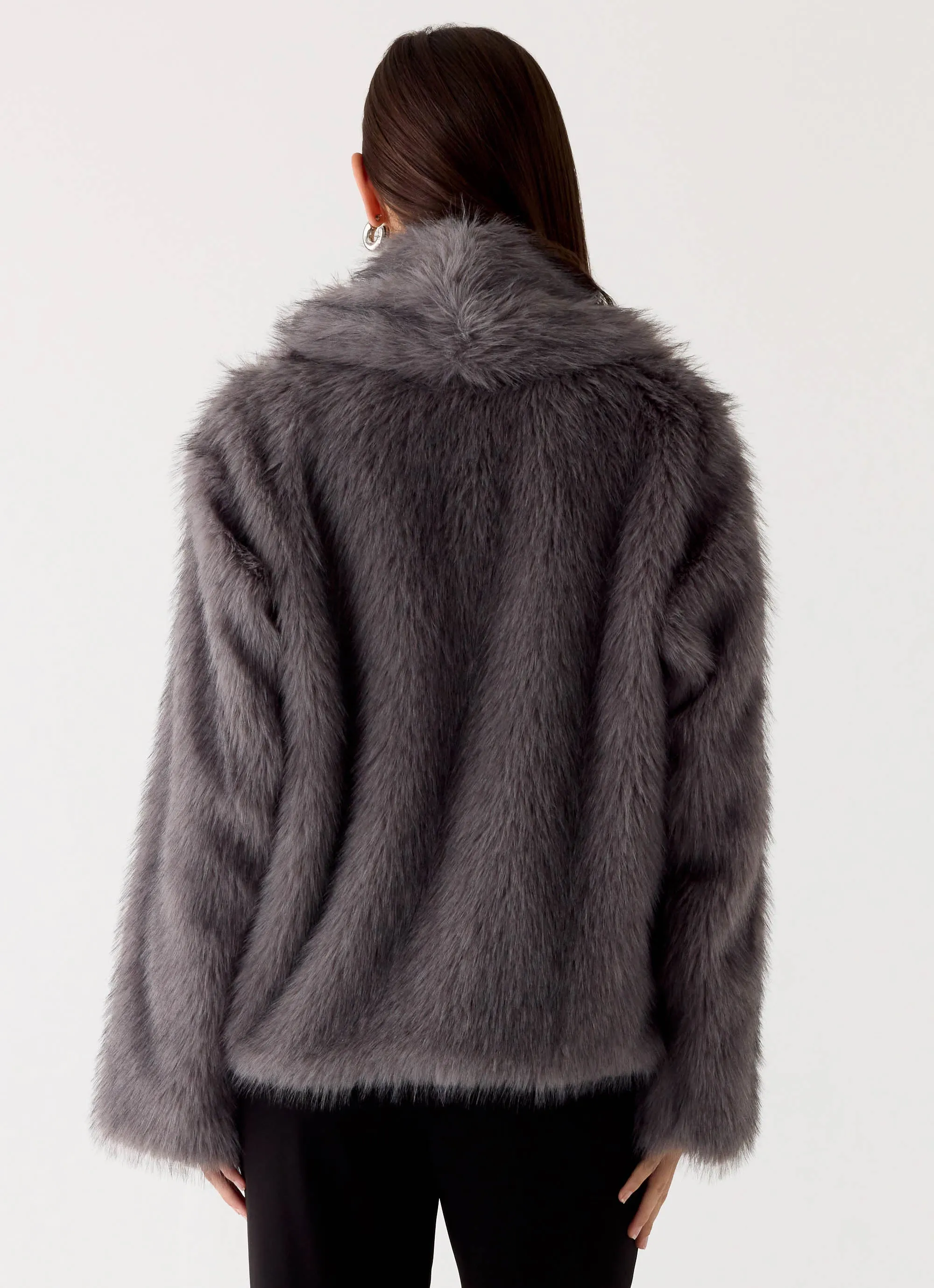 Katiana Faux Fur Jacket - Grey sold by Peppermayo product image thumbnail 4