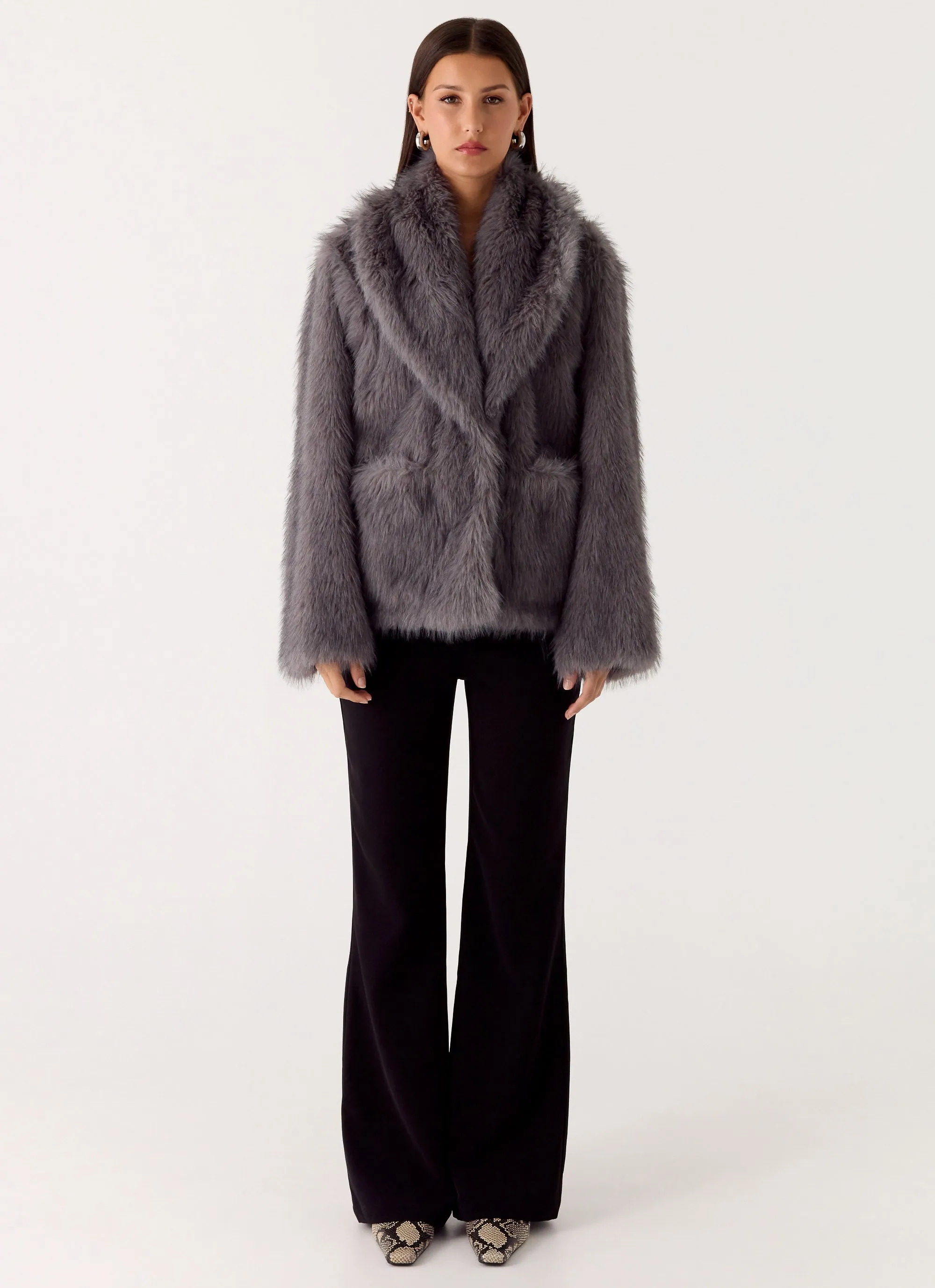 Katiana Faux Fur Jacket - Grey sold by Peppermayo product image thumbnail 2