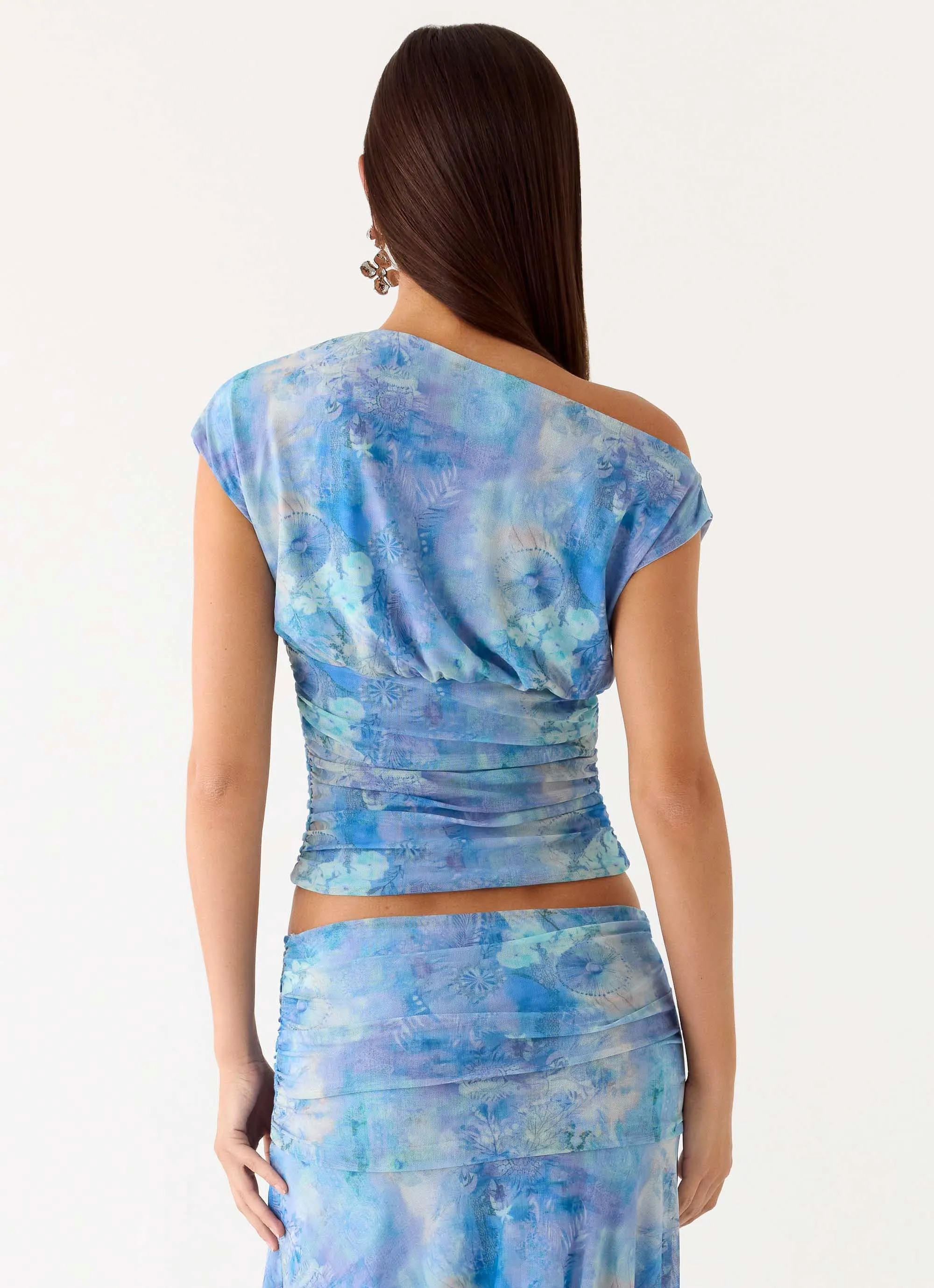 Liana Asymmetrical Top - Aqua Paisley sold by Peppermayo product image thumbnail 4