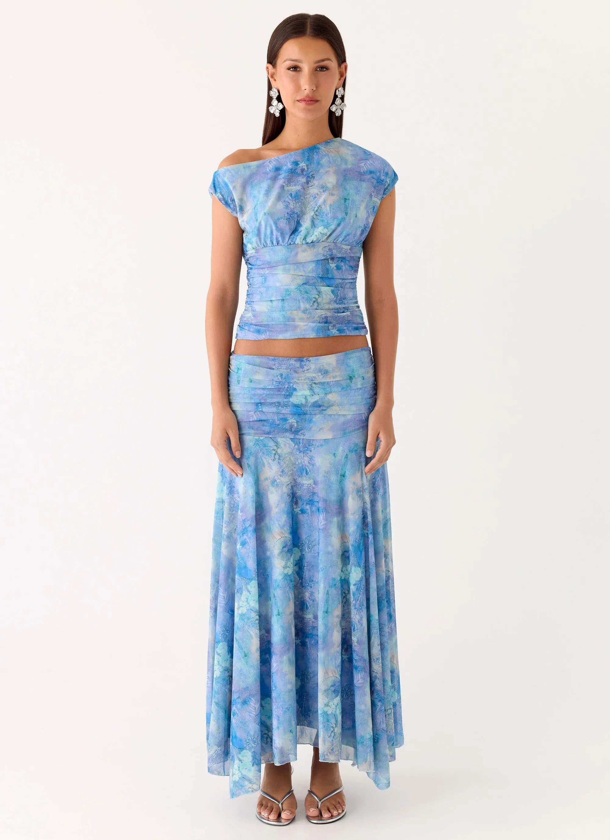 Liana Asymmetrical Top - Aqua Paisley sold by Peppermayo product image thumbnail 2