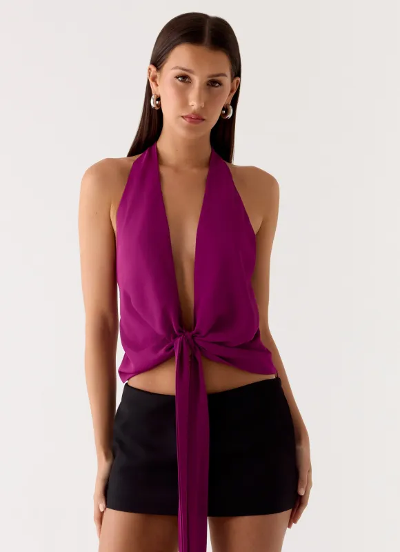 Right Back Halter Top - Maroon sold by Peppermayo