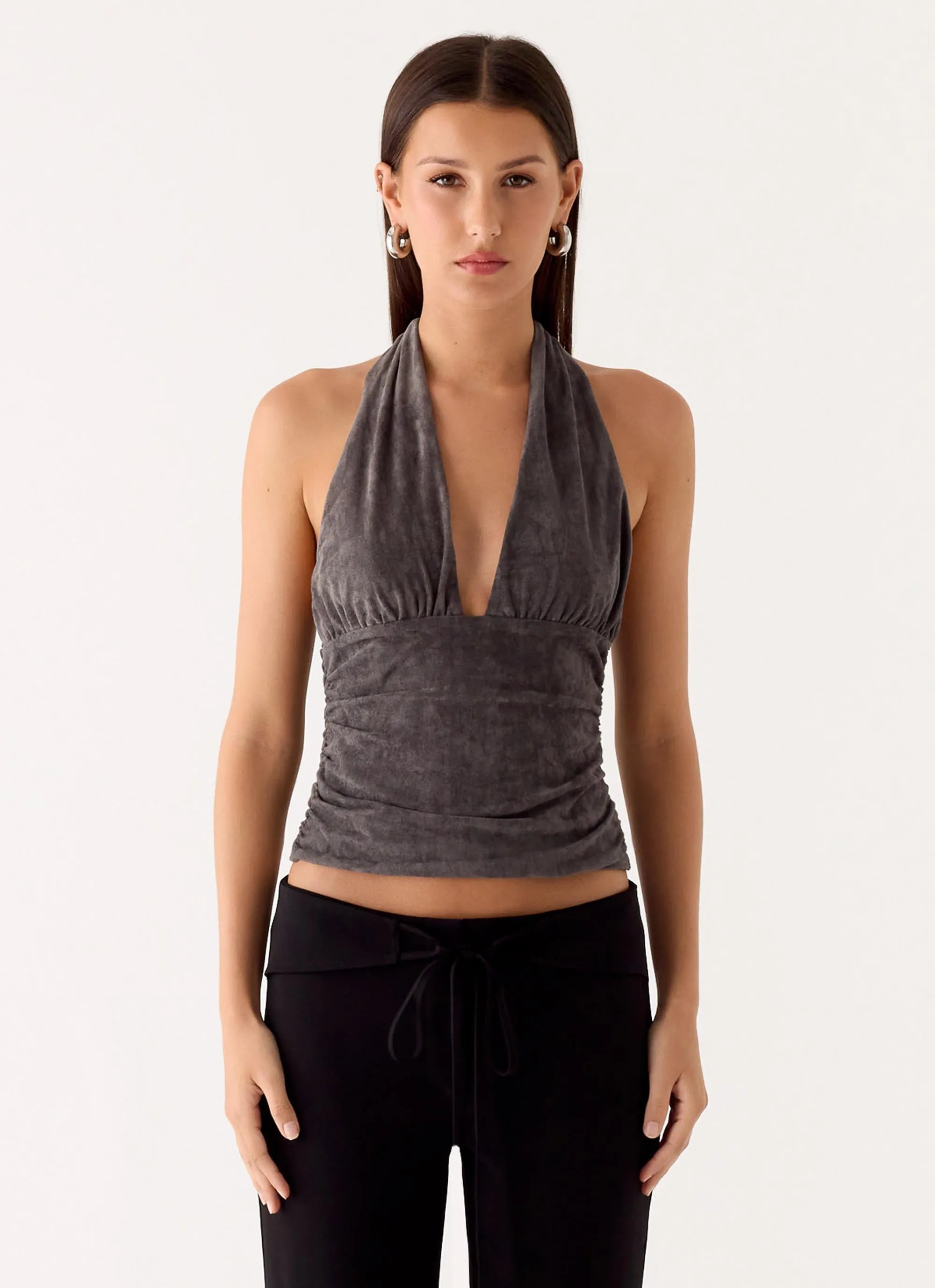 Aylssa Halter Top - Ash sold by Peppermayo