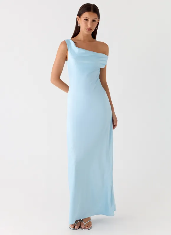 Palm Royal Maxi Dress - Ice Blue sold by Peppermayo