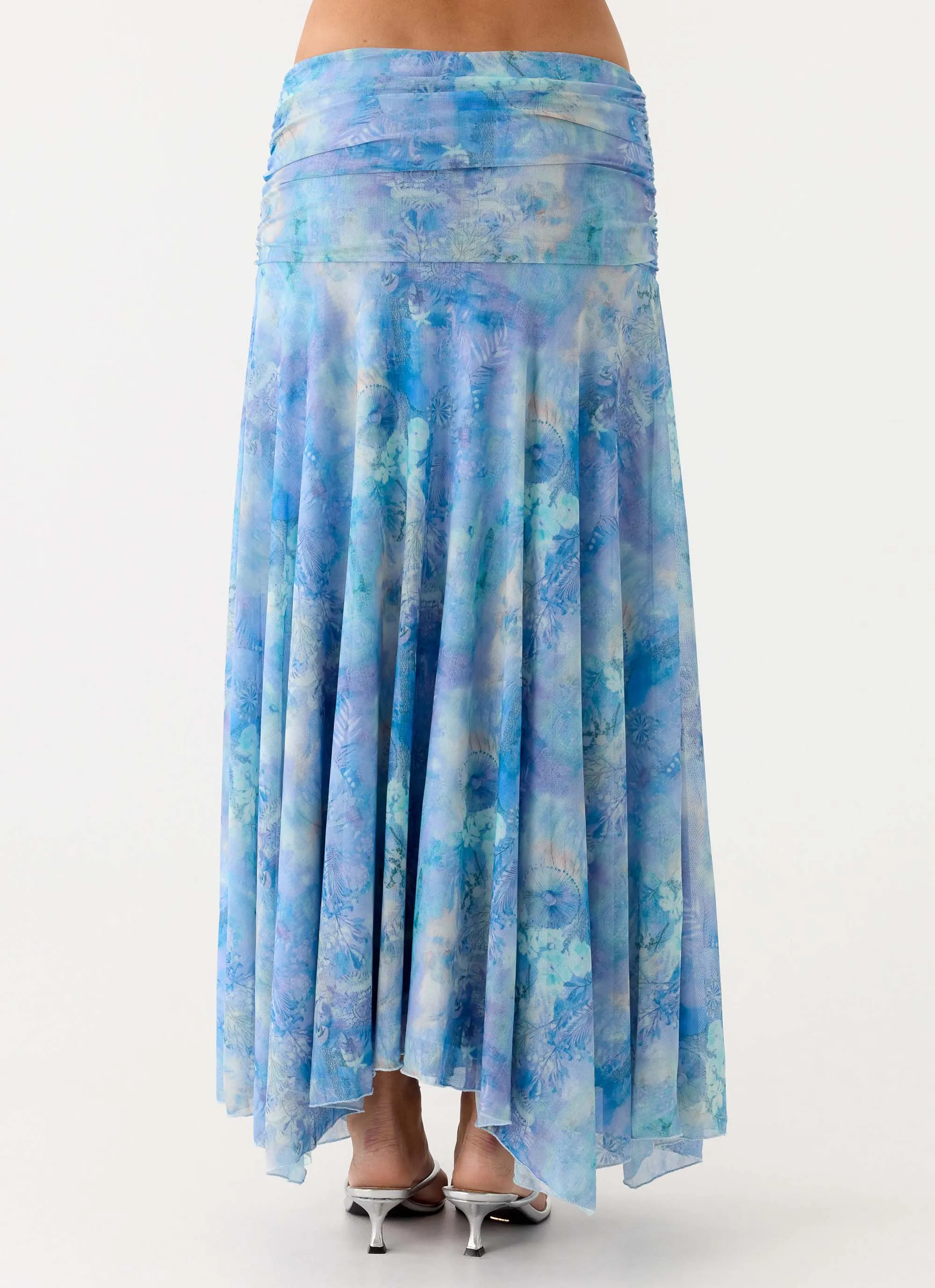 Liana Ruched Maxi Skirt - Aqua Paisley sold by Peppermayo product image thumbnail 3