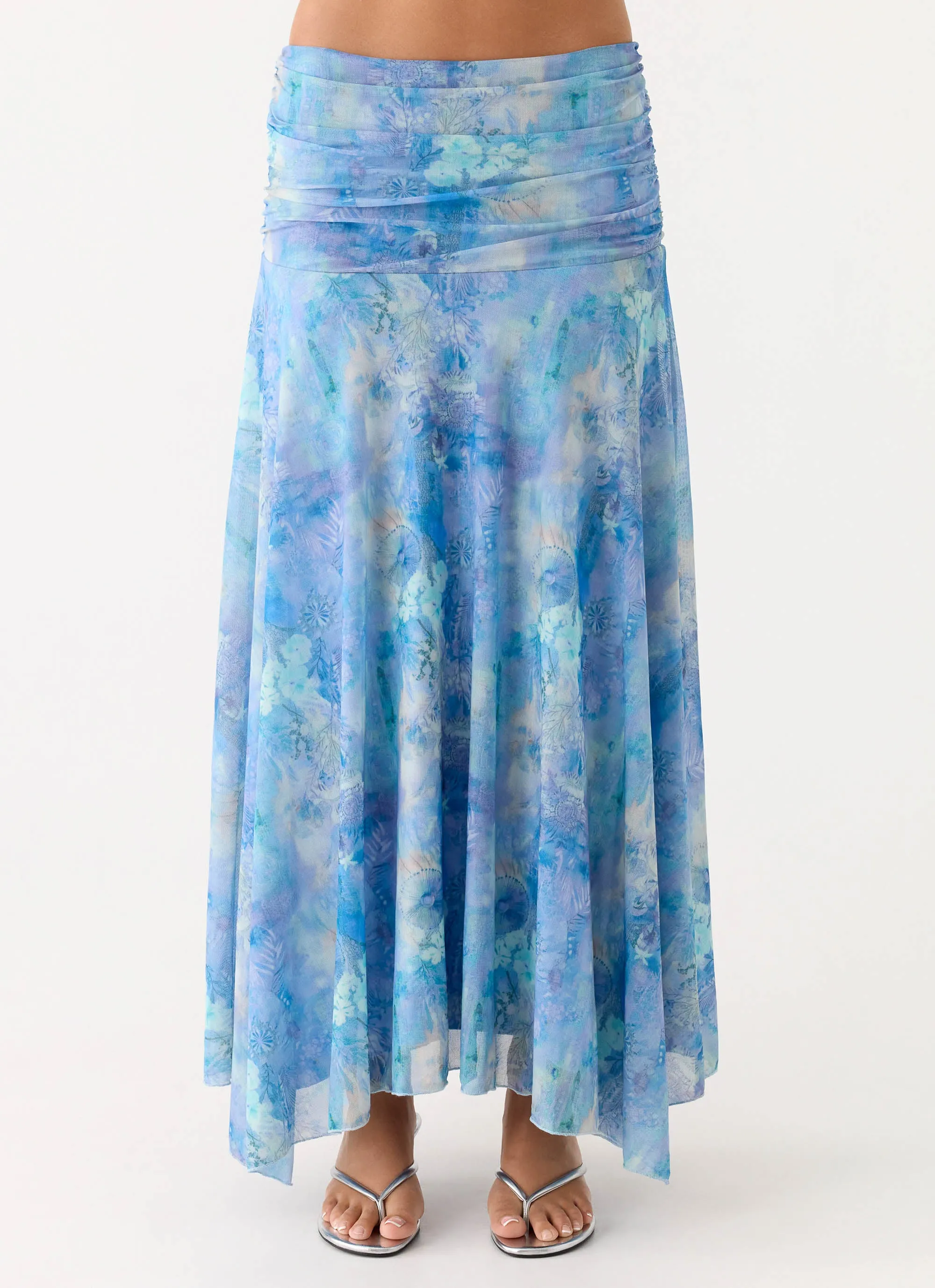 Liana Ruched Maxi Skirt - Aqua Paisley sold by Peppermayo product image thumbnail 4