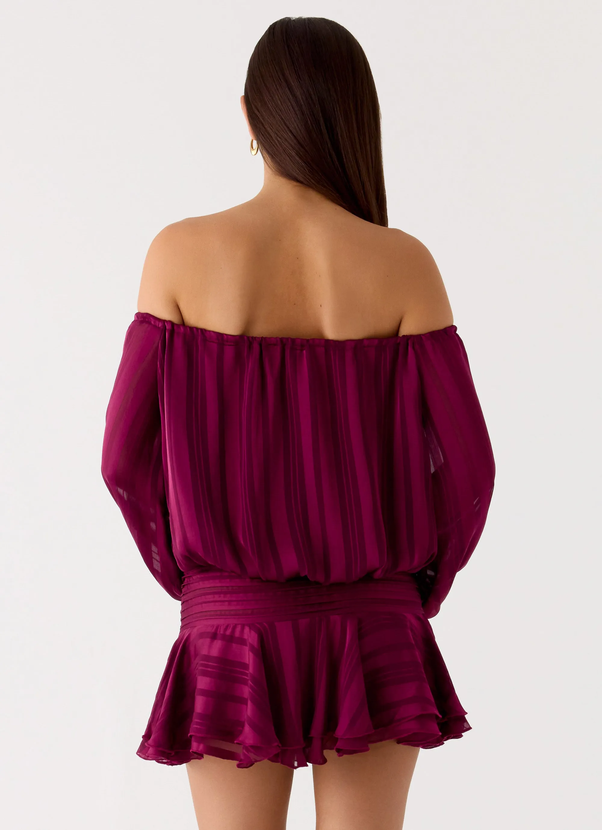 Eira Balloon Sleeve Mini Dress - Plum sold by Peppermayo product image thumbnail 4