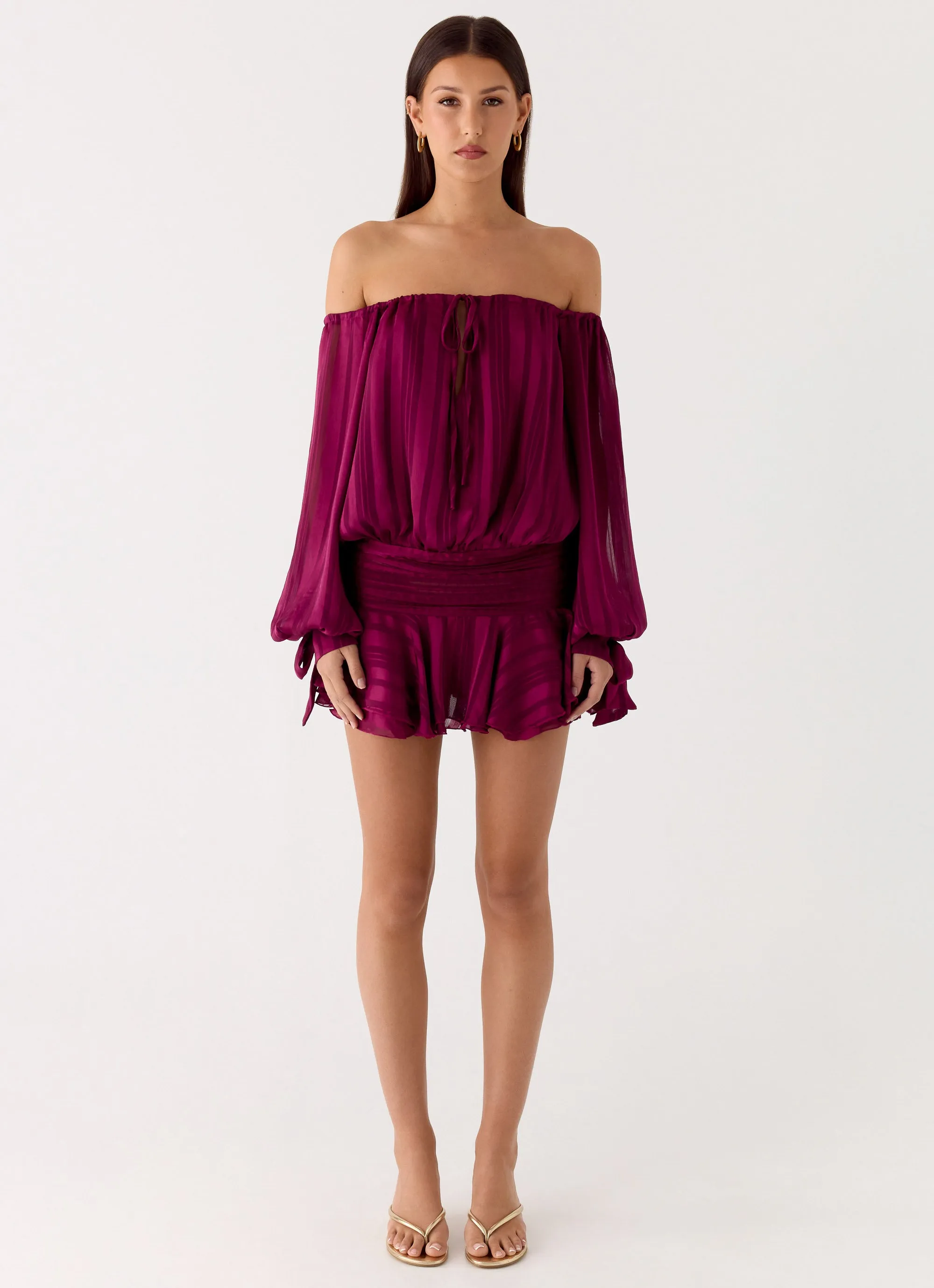Eira Balloon Sleeve Mini Dress - Plum sold by Peppermayo product image thumbnail 2