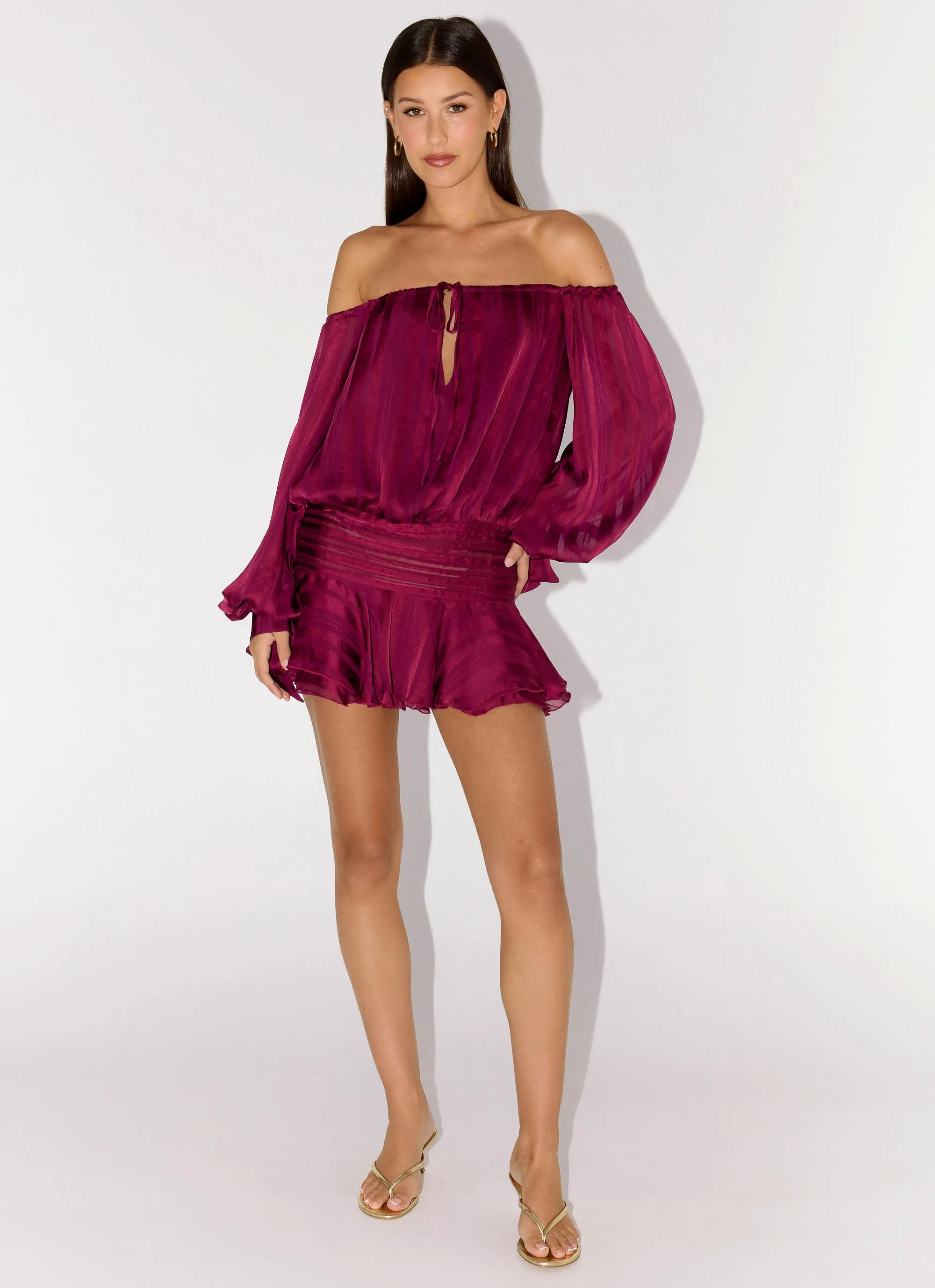 Eira Balloon Sleeve Mini Dress - Plum sold by Peppermayo product image thumbnail 5