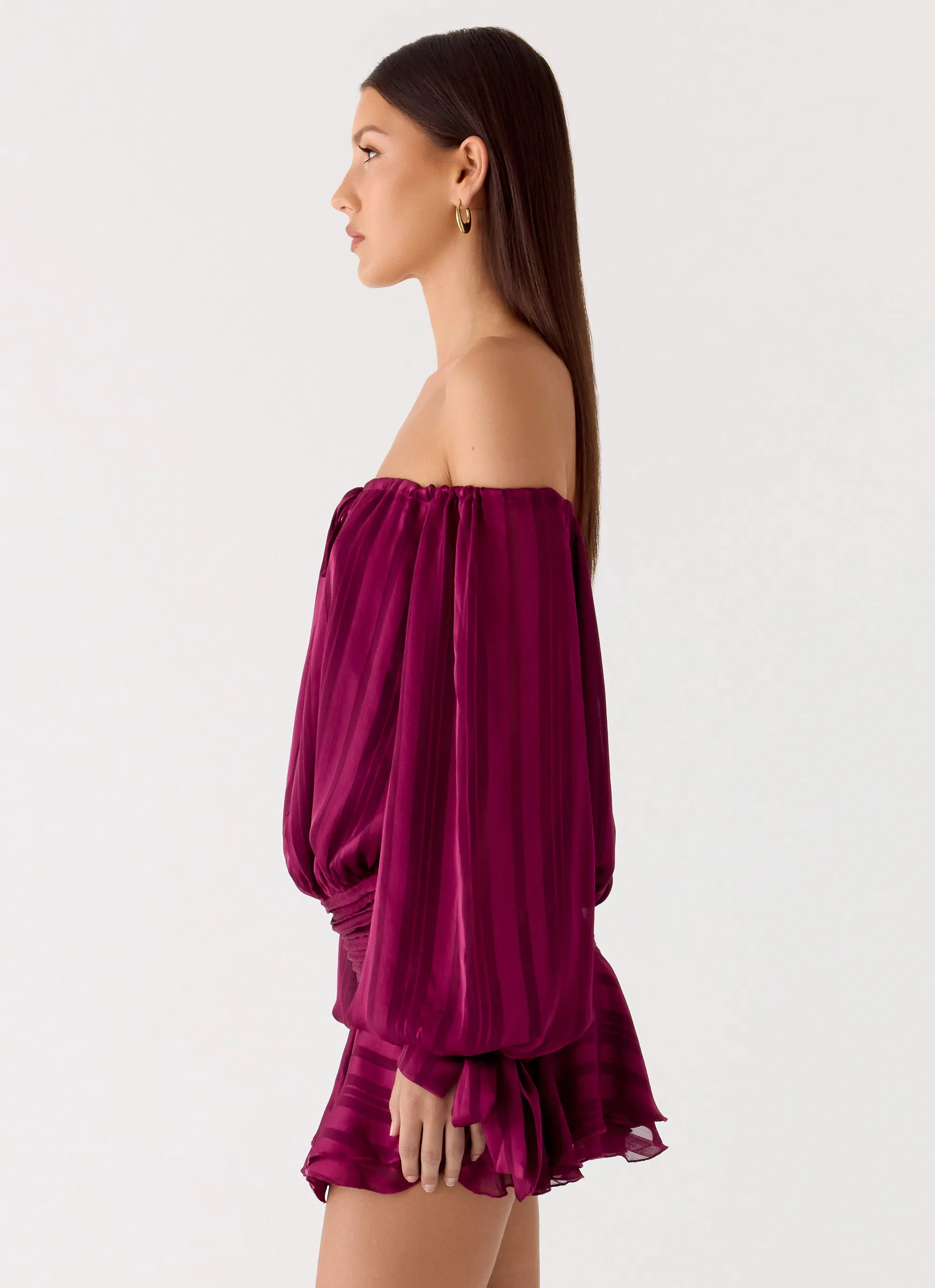 Eira Balloon Sleeve Mini Dress - Plum sold by Peppermayo product image thumbnail 3
