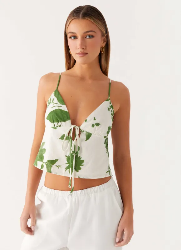 Faela Cotton Cami Top - Verdant Bloom sold by Peppermayo