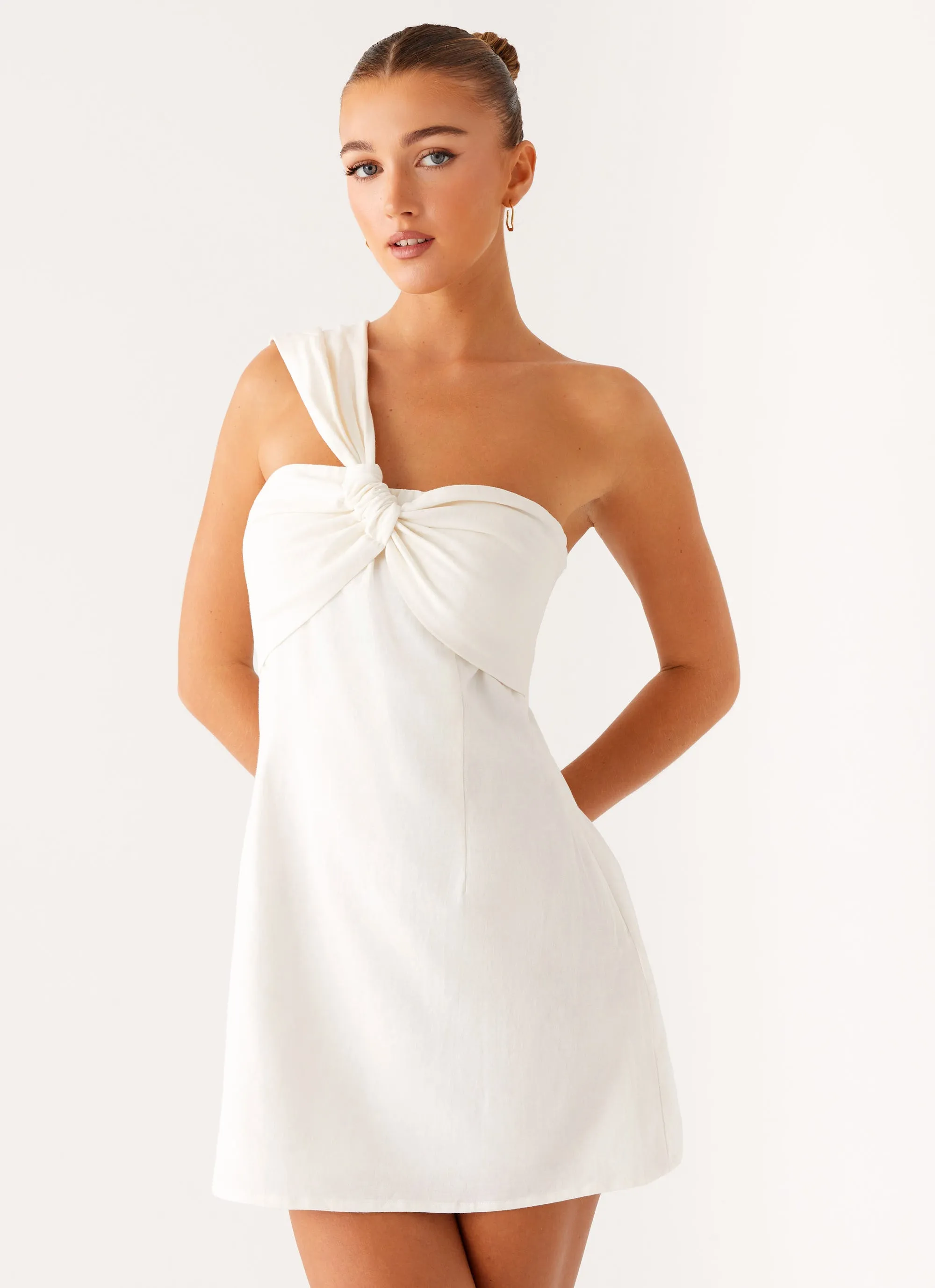 Kameron Linen Mini Dress - White sold by Peppermayo product image thumbnail 4