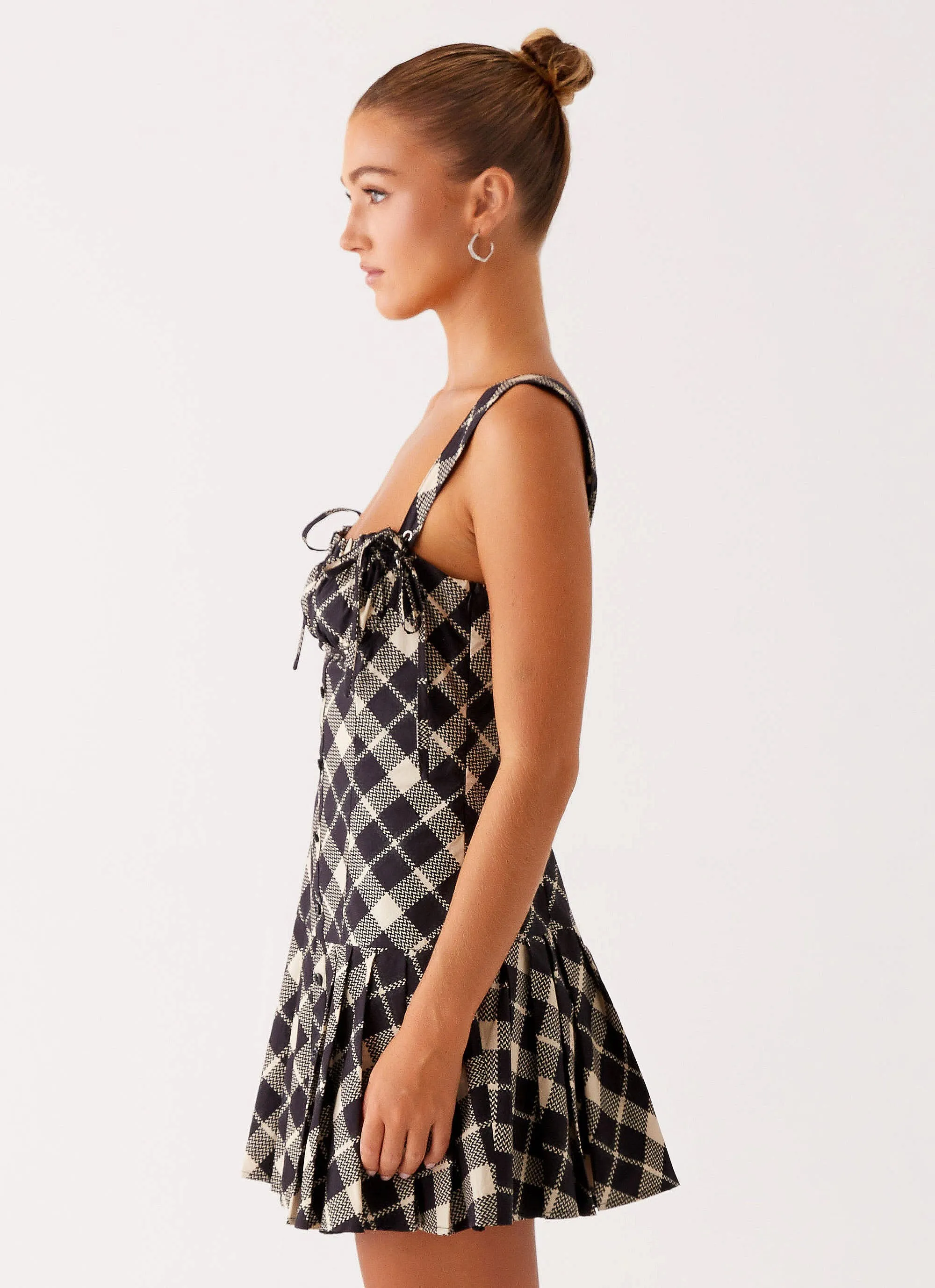 Tuni Cotton Mini Dress - Taupe Check sold by Peppermayo product image thumbnail 3