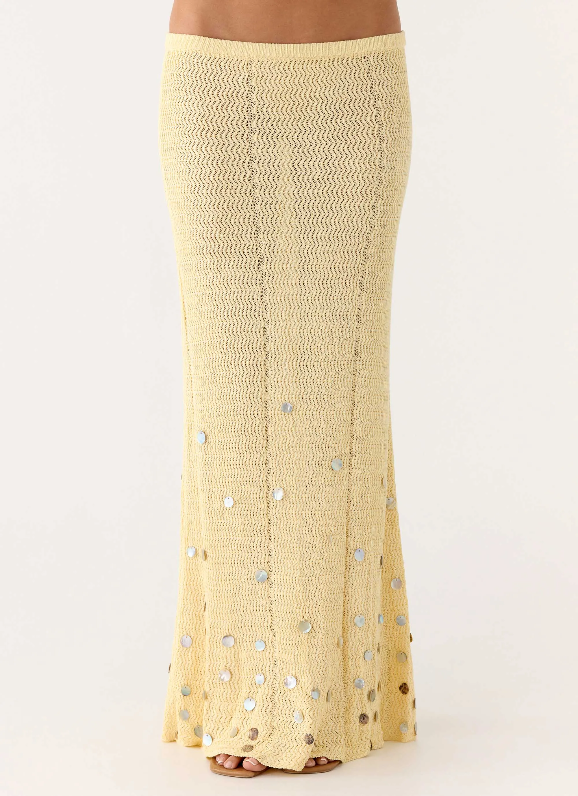 Adelaida Beaded Crochet Maxi Skirt - Yellow sold by Peppermayo product image thumbnail 3