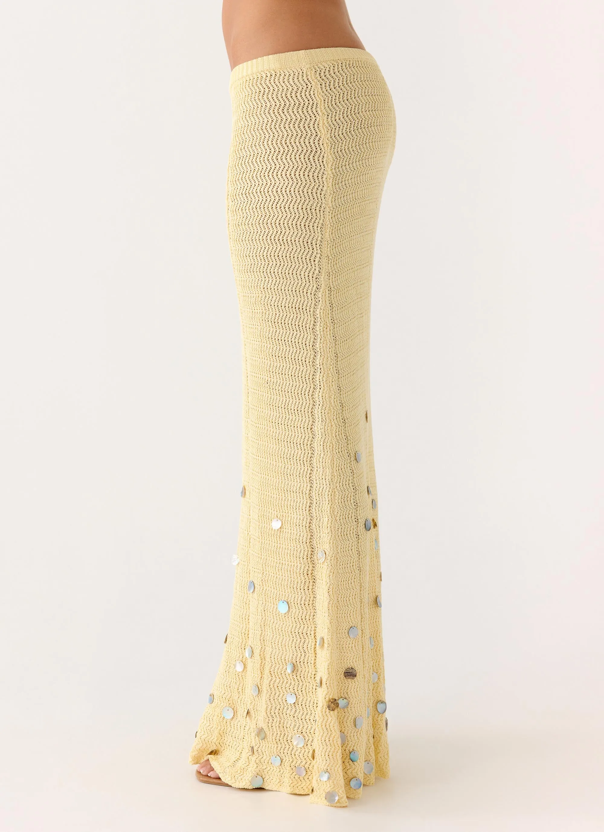 Adelaida Beaded Crochet Maxi Skirt - Yellow sold by Peppermayo product image thumbnail 4