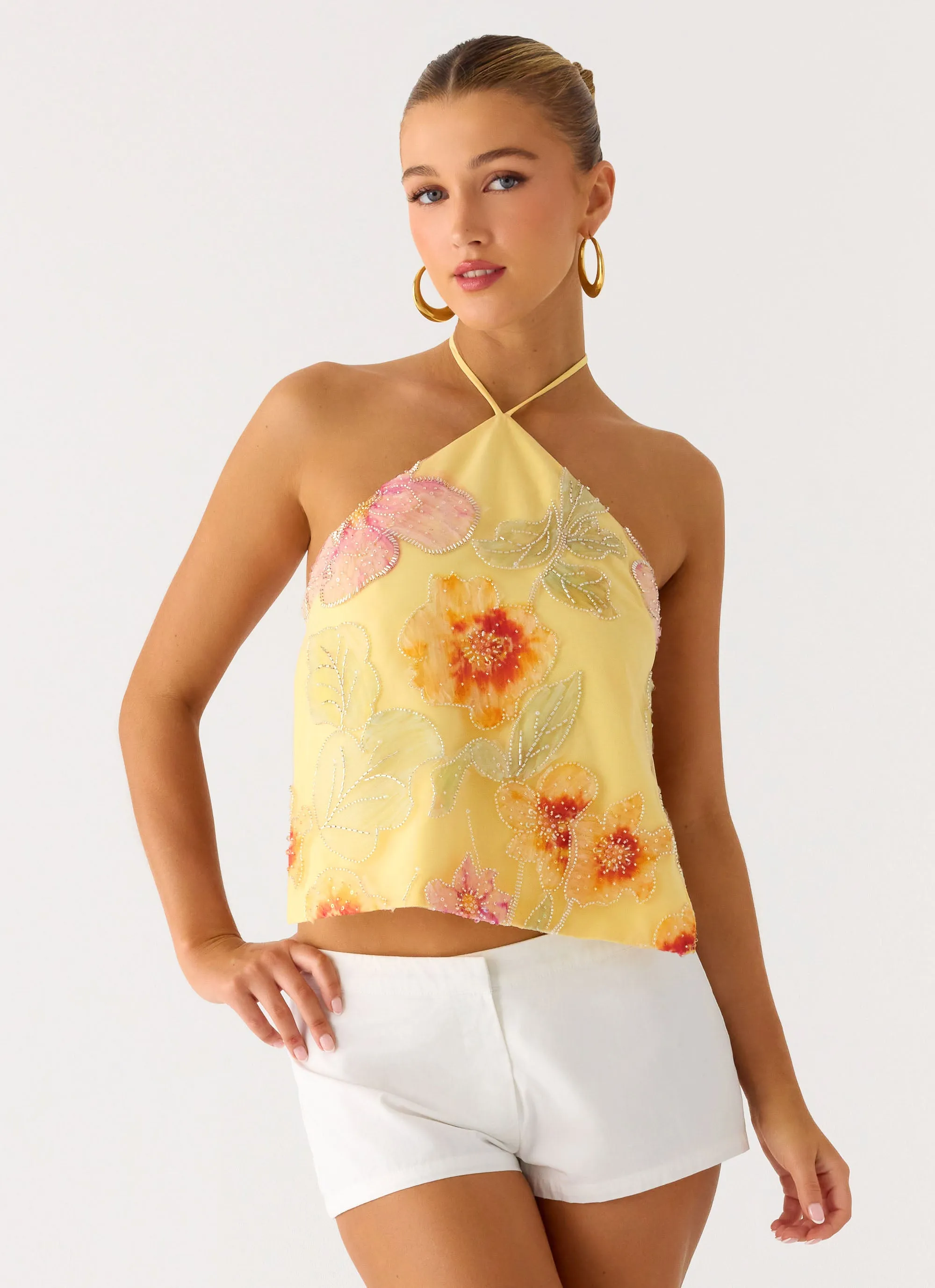 Bliss Beaded Halter Top - Floral Beaded sold by Peppermayo product image thumbnail 5