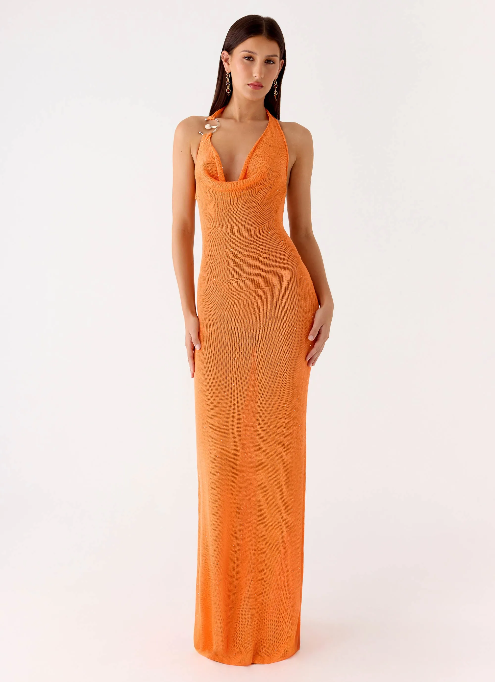 Delfina Cowl Knit Maxi Dress - Orange sold by Peppermayo product image thumbnail 5