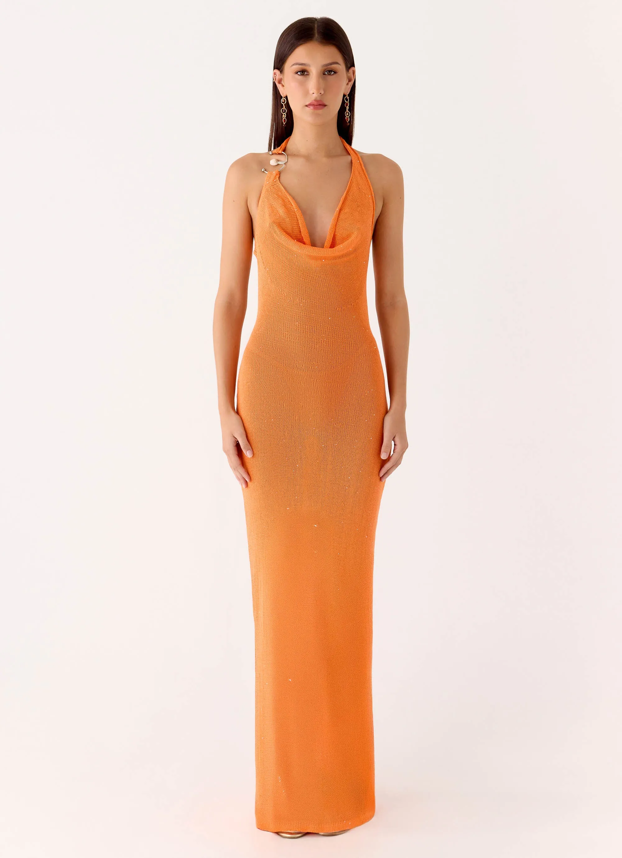 Delfina Cowl Knit Maxi Dress - Orange sold by Peppermayo product image thumbnail 4