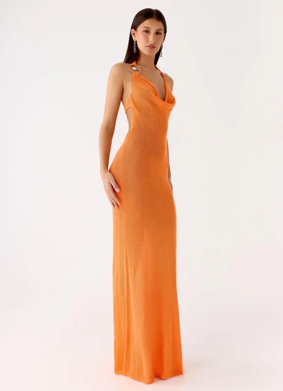 Delfina Cowl Knit Maxi Dress - Orange sold by Peppermayo