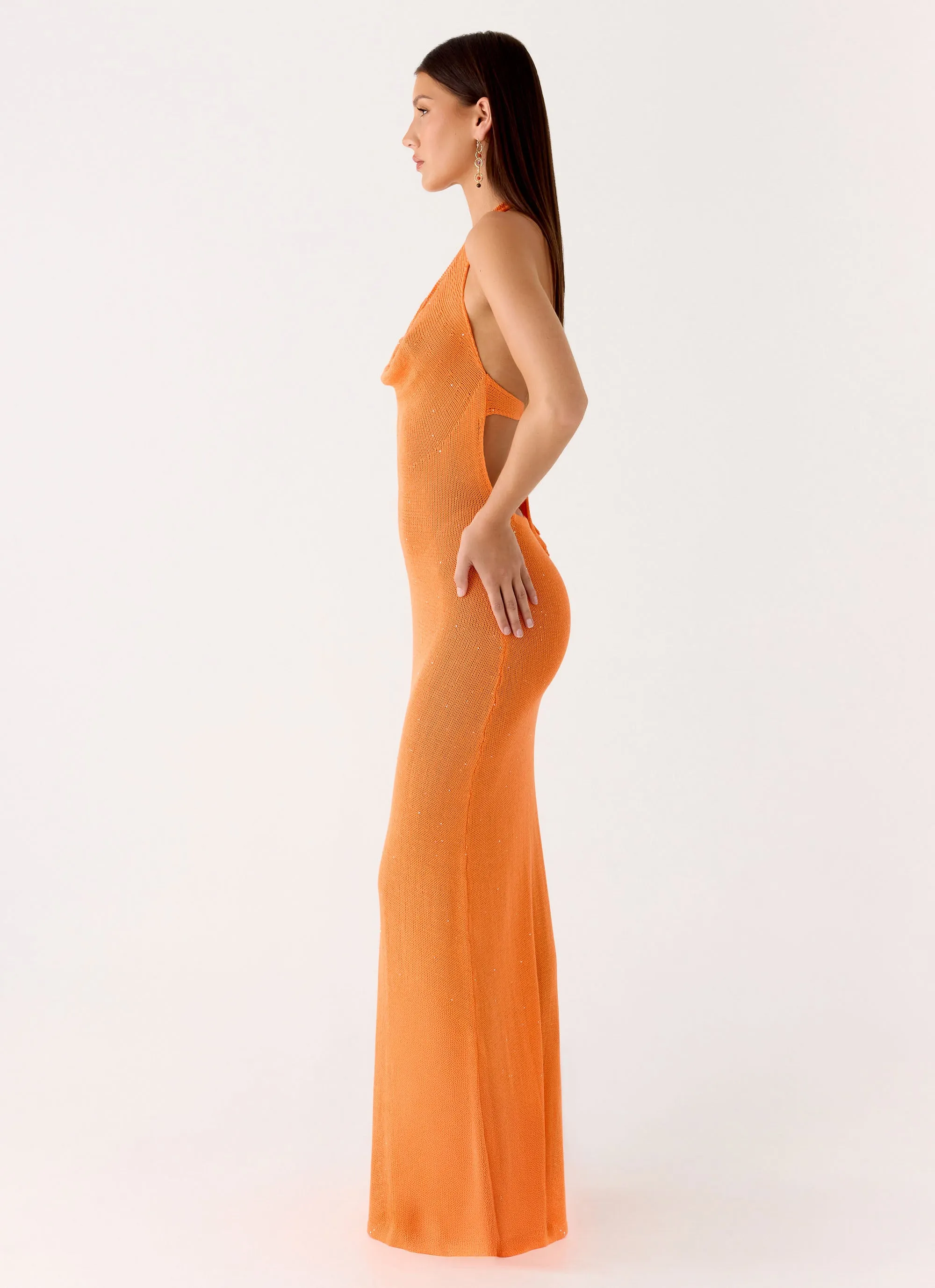 Delfina Cowl Knit Maxi Dress - Orange sold by Peppermayo product image thumbnail 2
