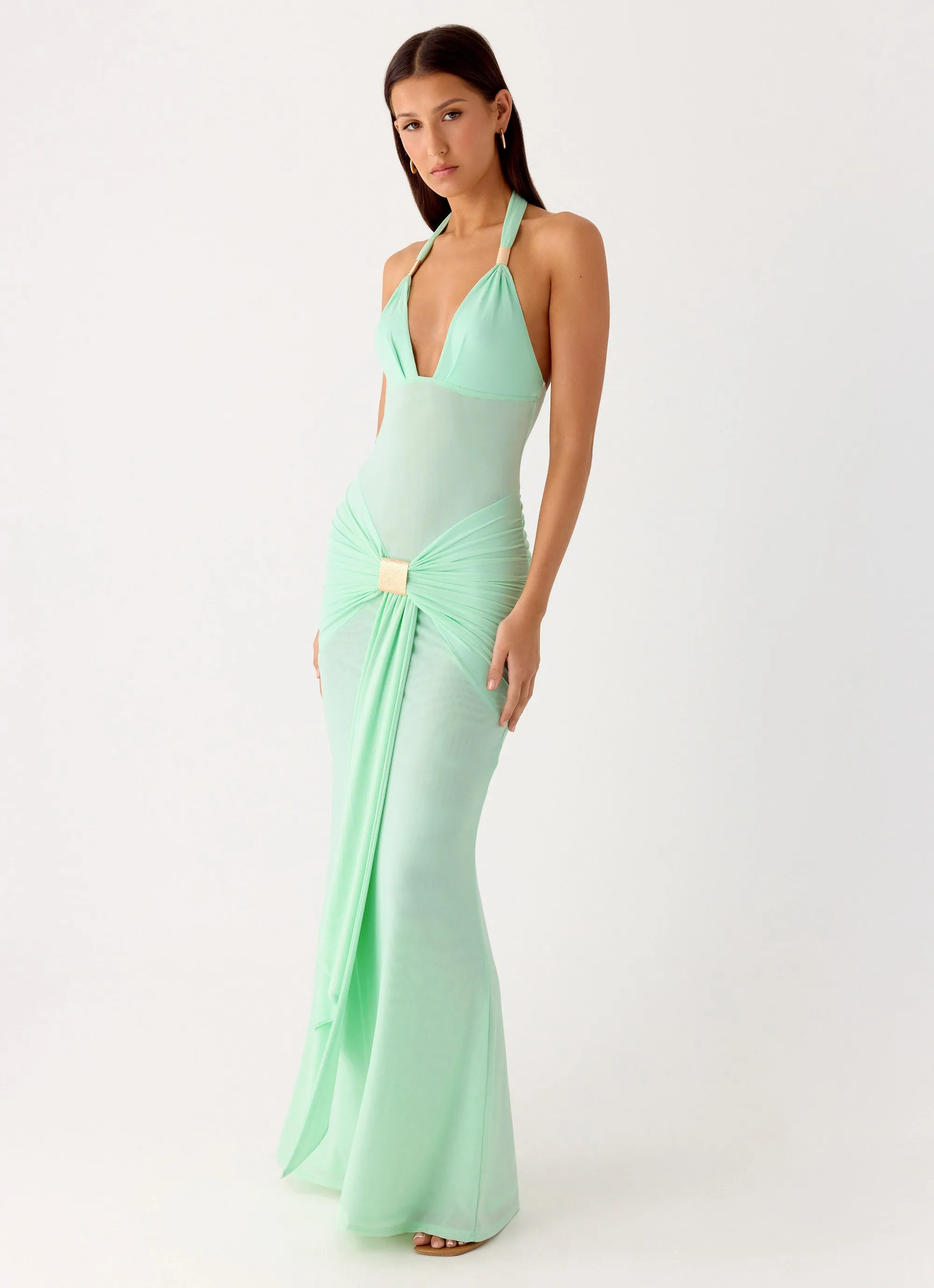 Miyah Halter Hardware Maxi Dress - Mint Blue sold by Peppermayo product image thumbnail 4