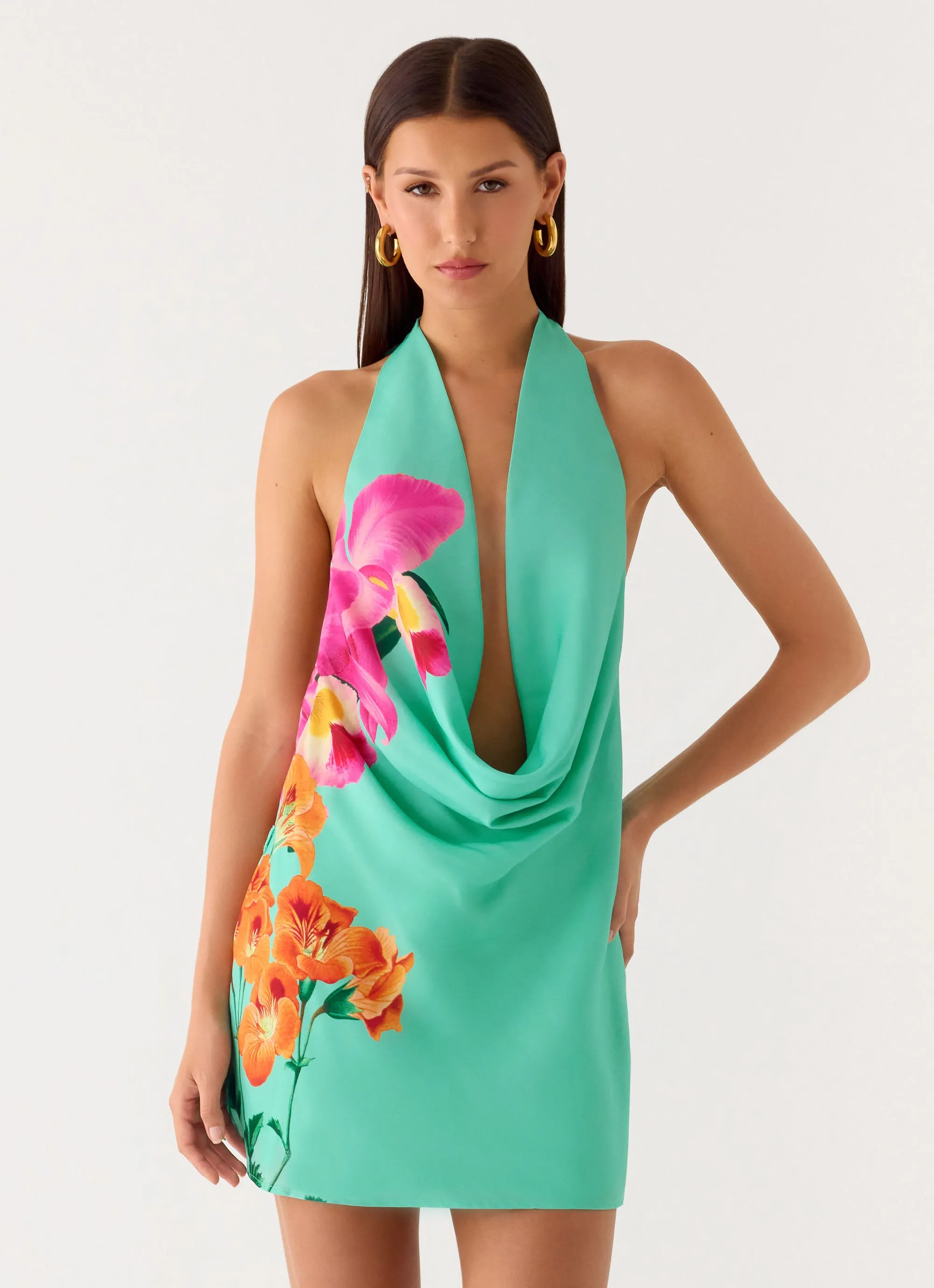 Halia Cowl Mini Dress - Jungle Bloom sold by Peppermayo product image thumbnail 5
