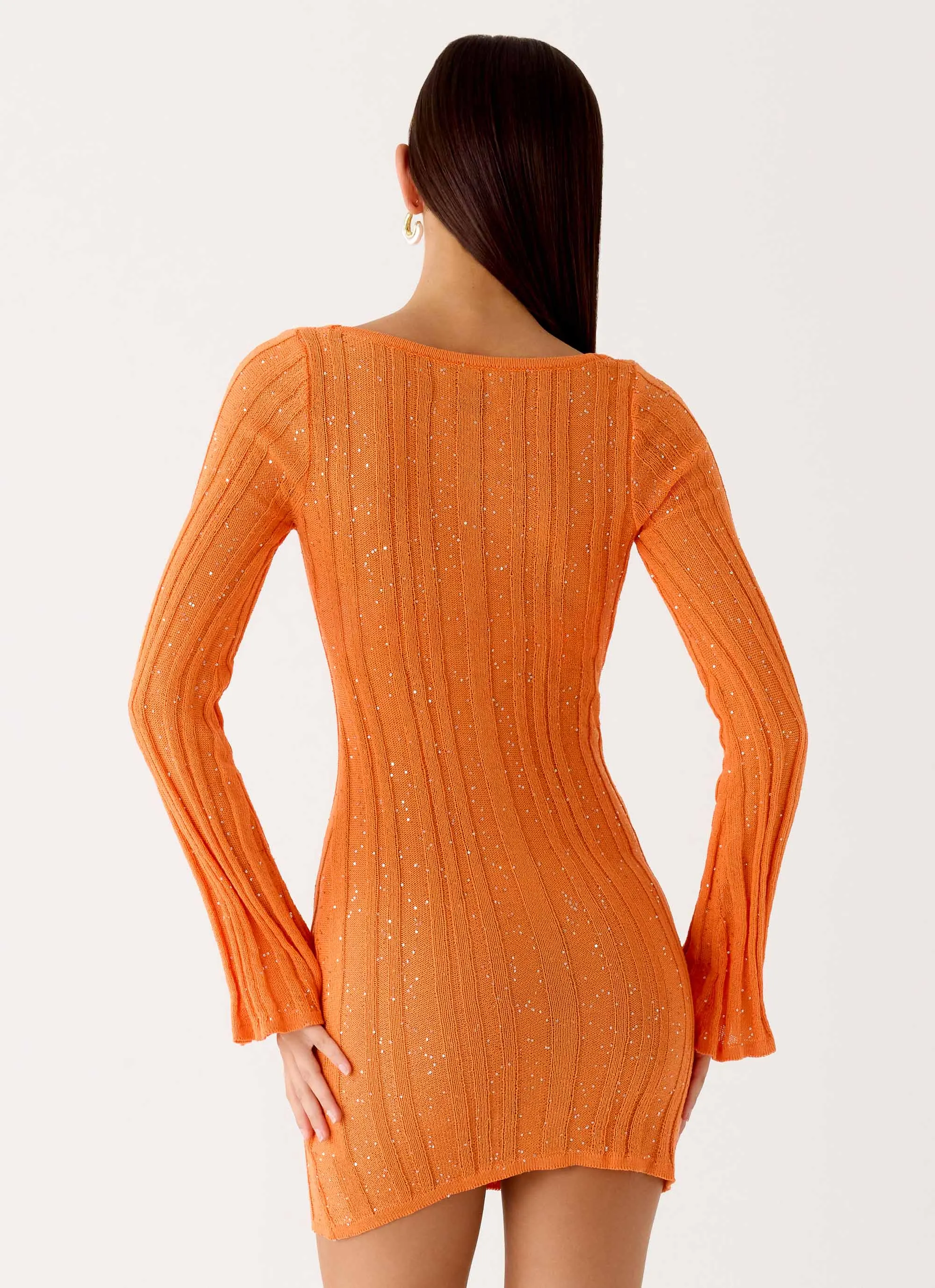 Estrella Long Sleeve Knit Mini Dress - Orange sold by Peppermayo product image thumbnail 3