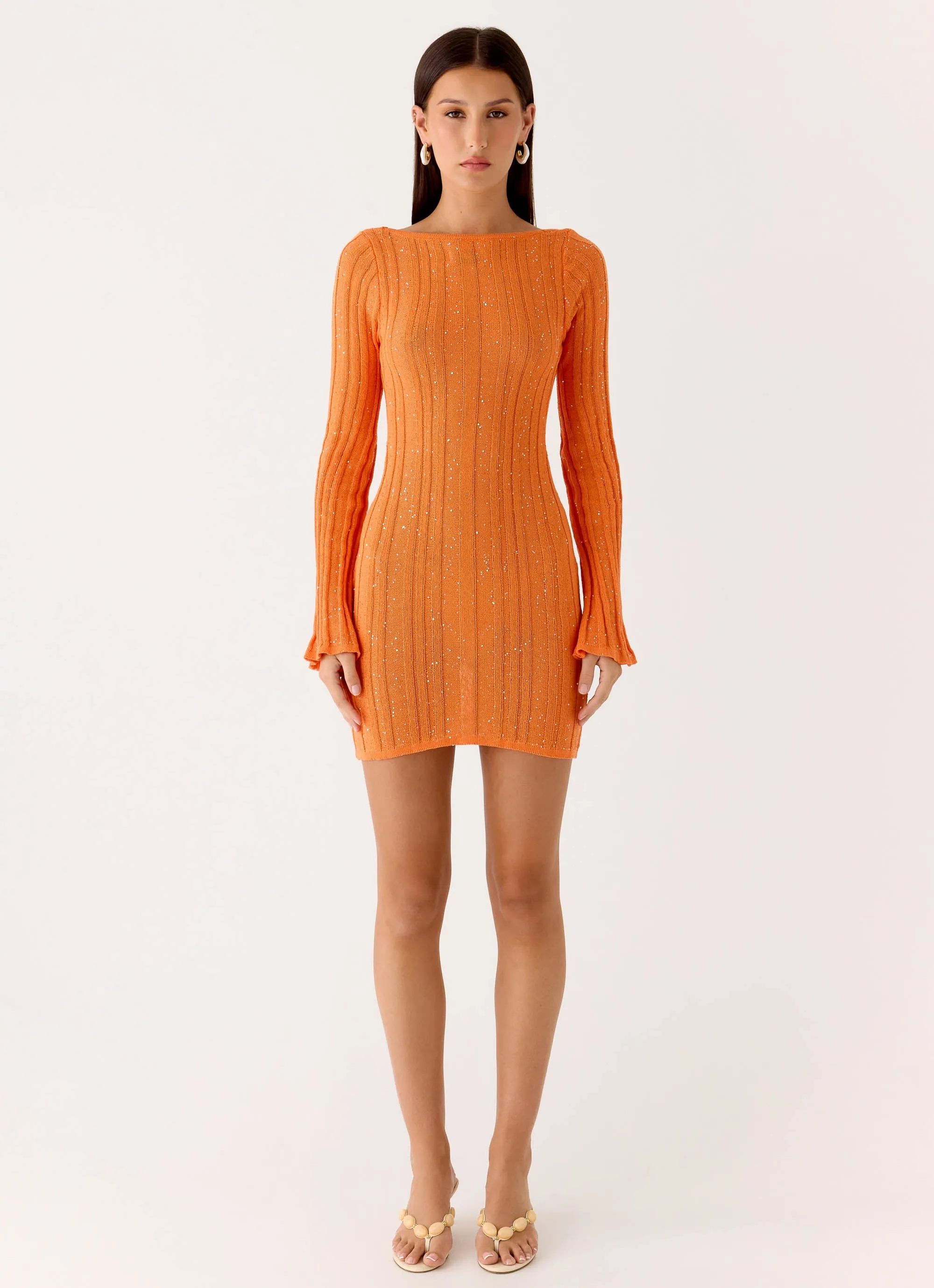Estrella Long Sleeve Knit Mini Dress - Orange sold by Peppermayo product image thumbnail 5